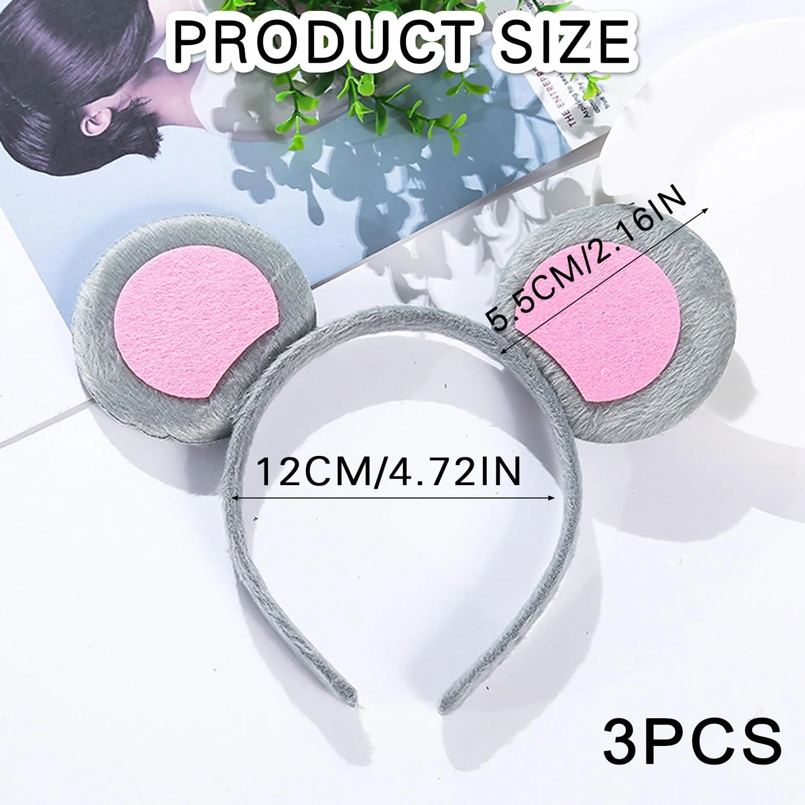 Oreilles de Souris Bandeau Dessinée Animé 3 Pièces Accessoire Fête Halloween Carnaval Enfants Adultes