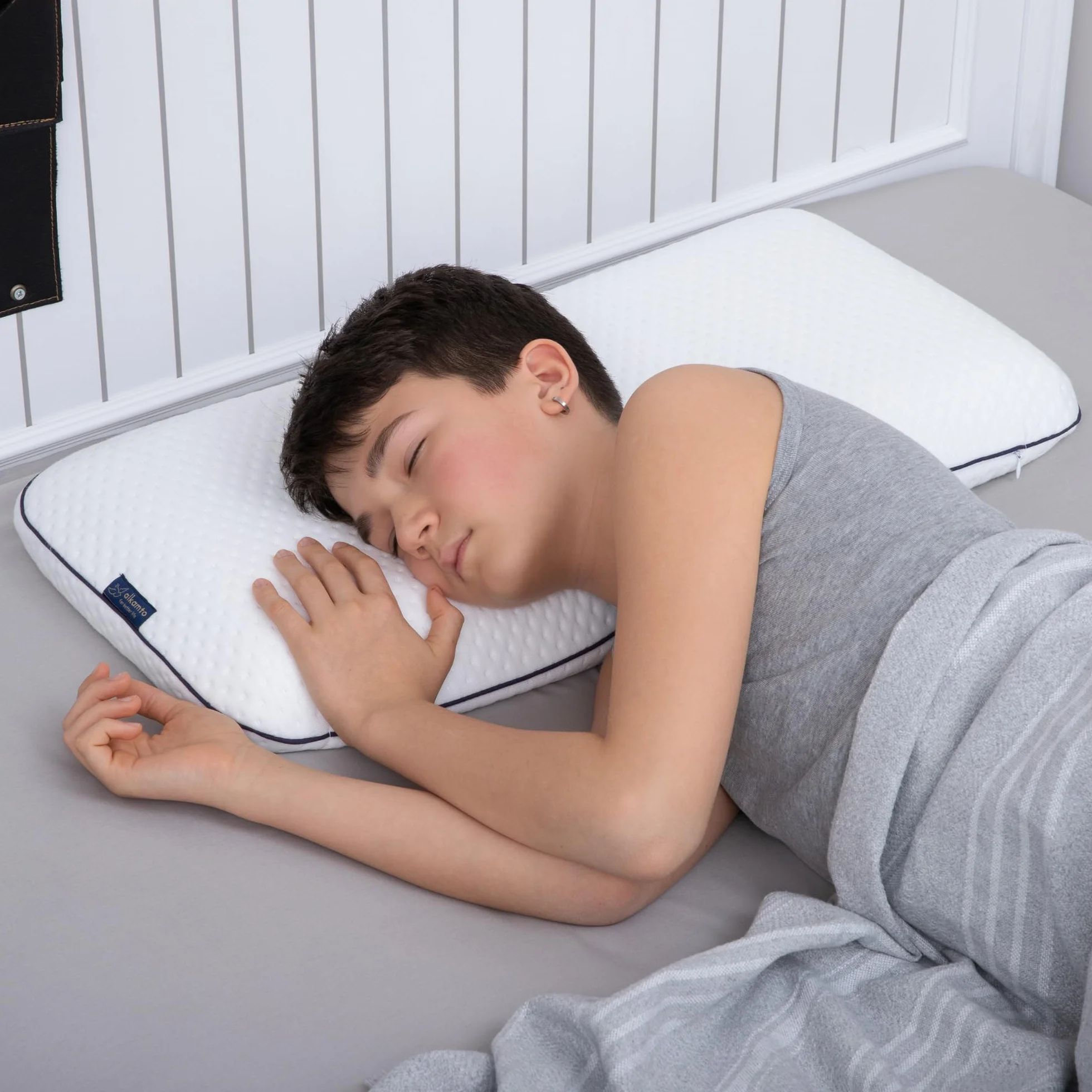 Alkamto Oreiller Orthopédique Enfants 66 x 33 cm Certifié Oeko-Tex 3-8 Ans