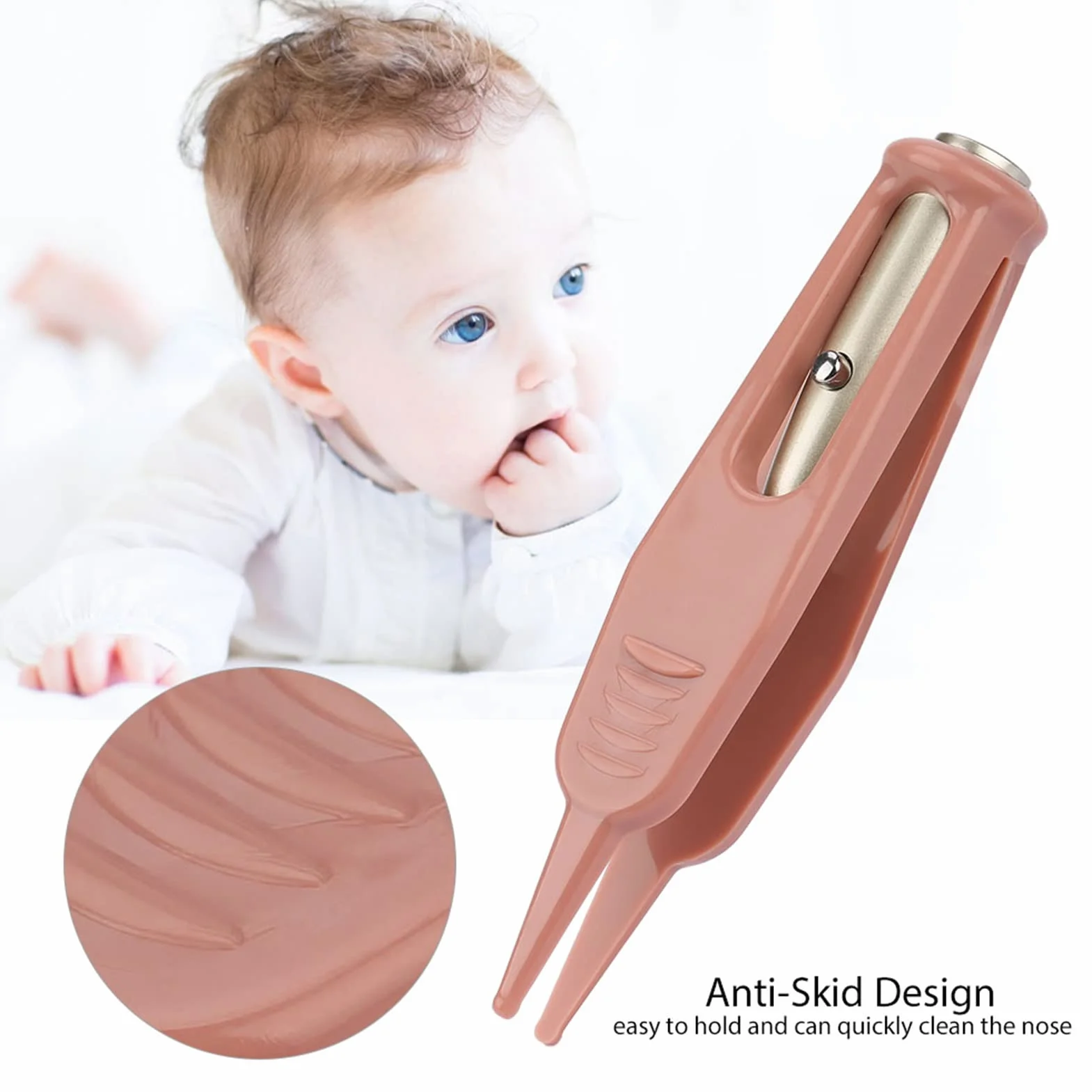 Pince à épiler bébé nez LED, pince à lumière plastique soins bébé