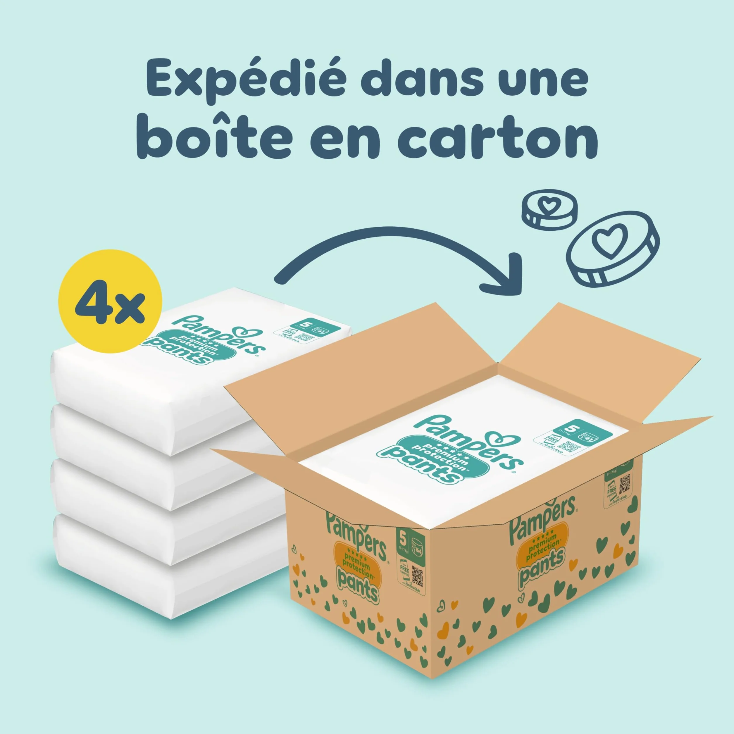 Pampers Premium Protection Pants Taille 5, 164 Couches-Culottes, 11kg-17kg, Maintien 360° et barrières anti-fuites douces, Family Pack