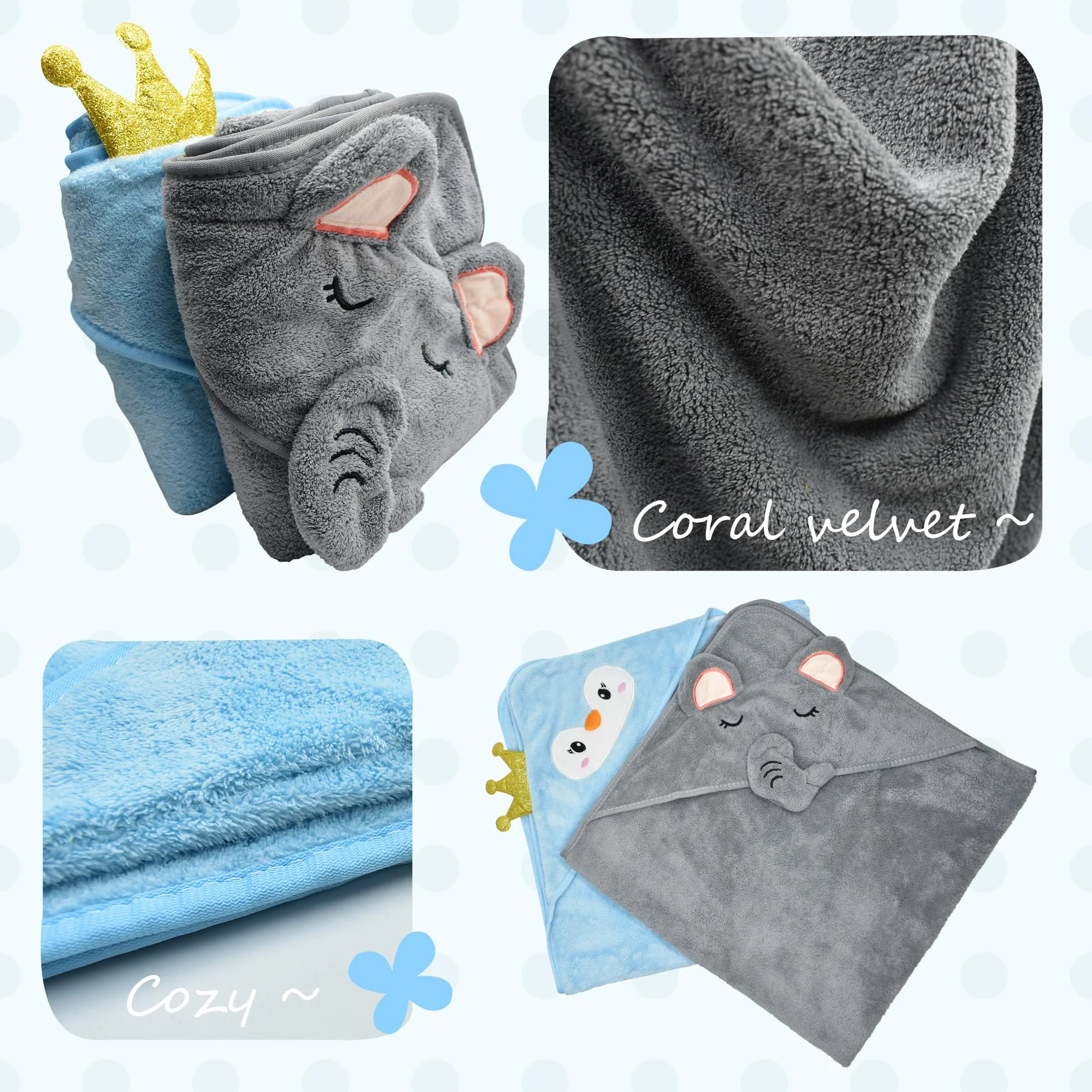 Cape et Serviette de Bain Bébé 80x80cm Sortie de Bain Naissance Cadeau Fille