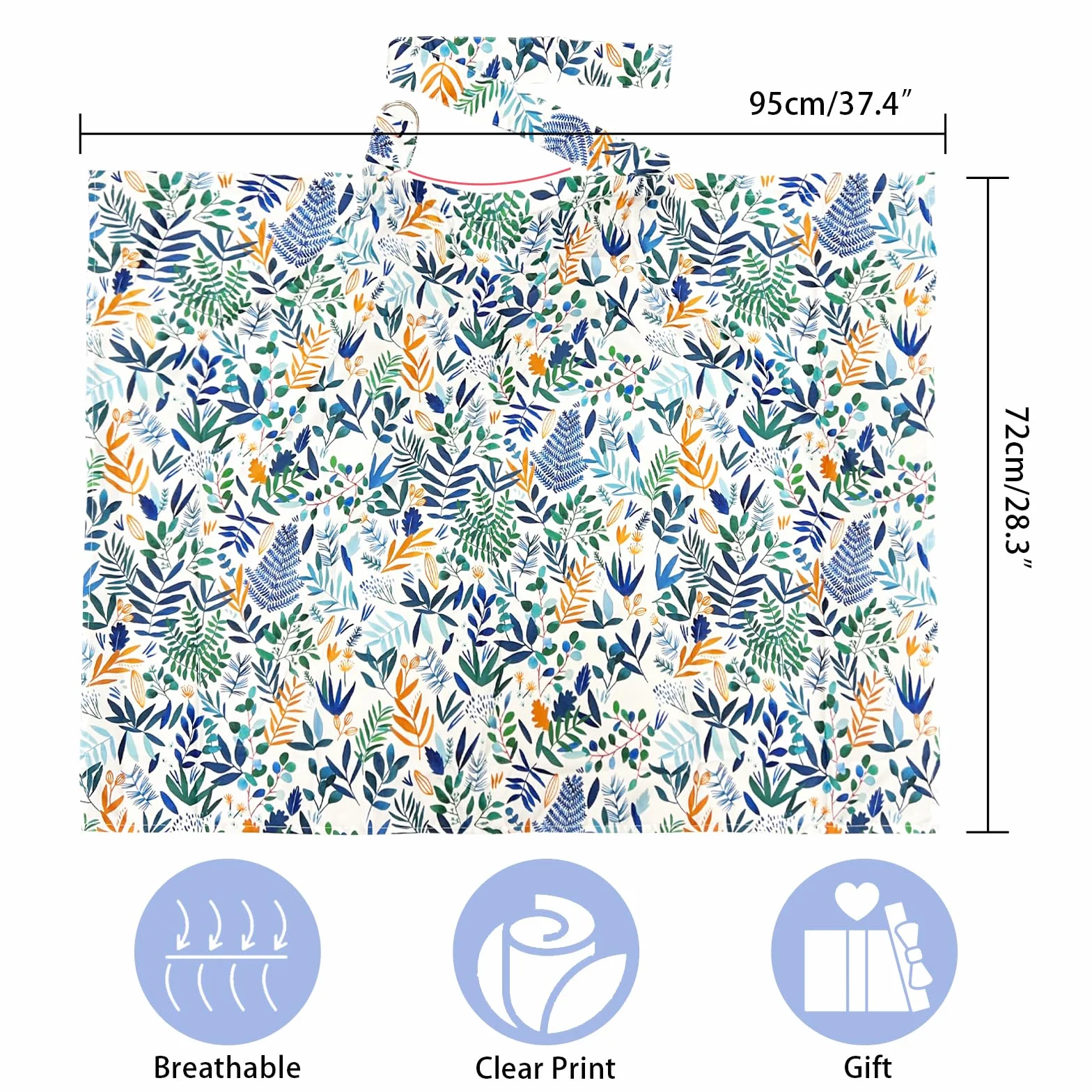 Tablier d'allaitement respirant réglable 72 x 95 cm imprimé floral pour femme