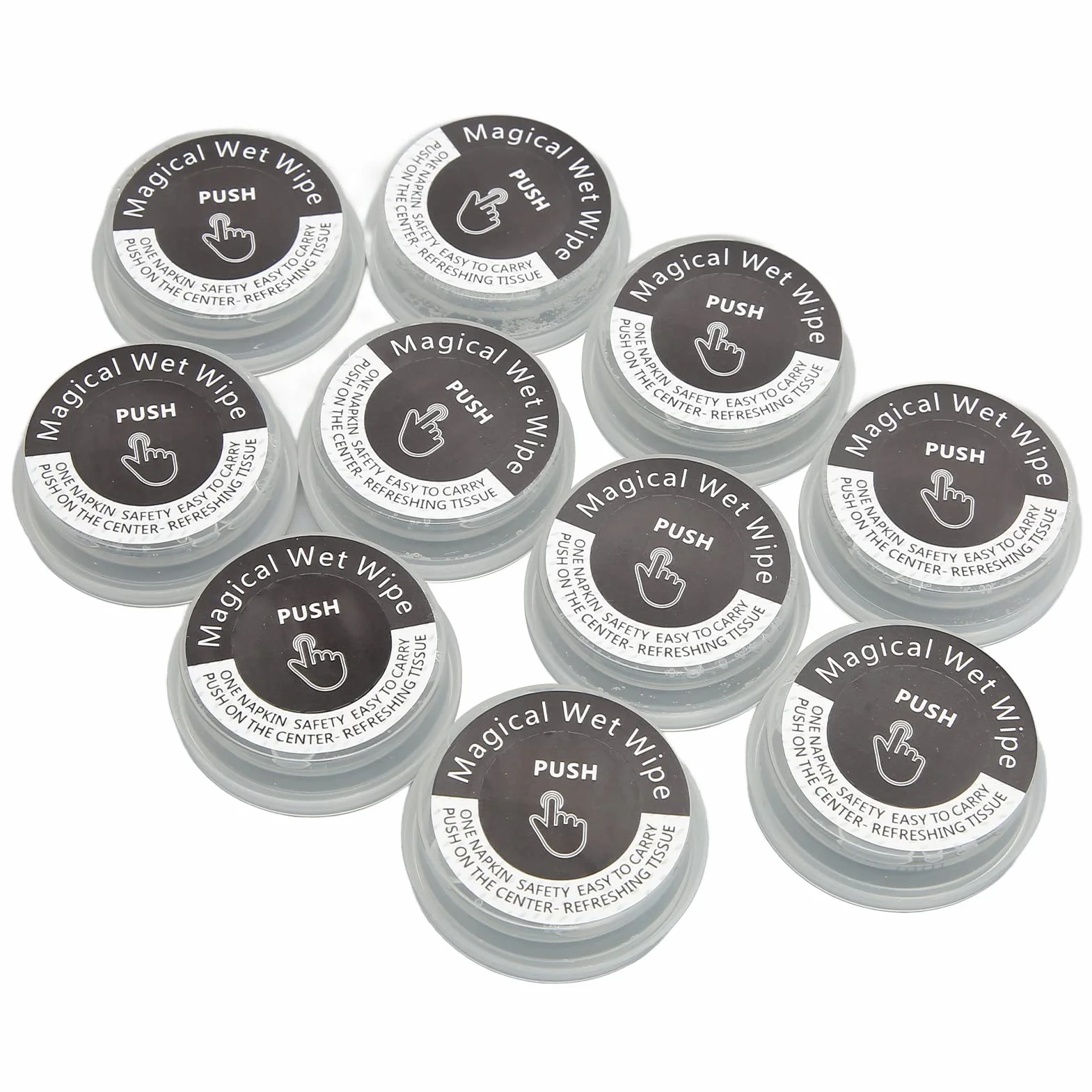 Lingettes pour les Mains Jetables, Mouchoirs Humides Compressés Individuels Portables 10pcs
