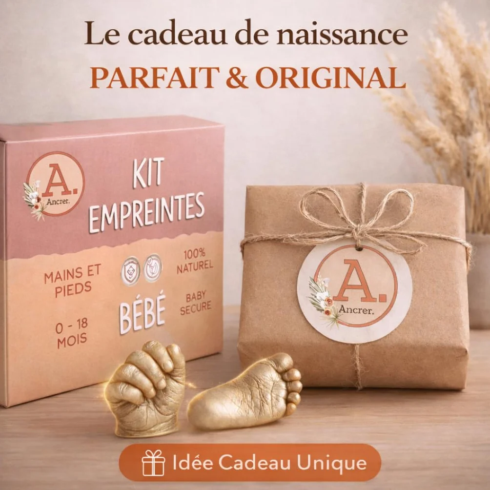 Kit de Moulage Bébé ANCRER® 4 Empreintes Mains Pieds Fille Garçon Contenants Réutilisables Cadeau Naissance
