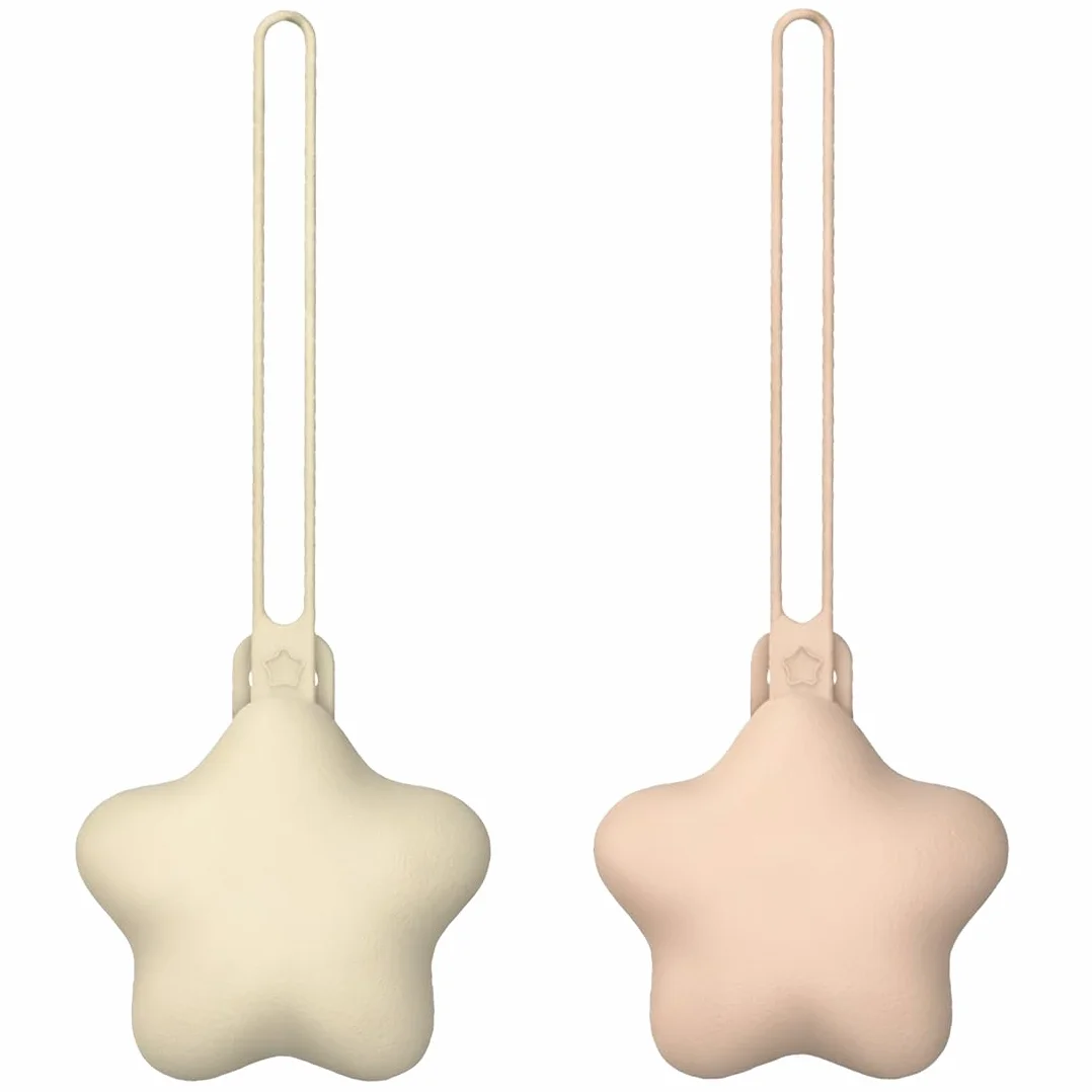 Boîte à sucette en silicone 2 pièces, rangement hygiénique pour bébé, accessoire cadeau naissance (Beige)