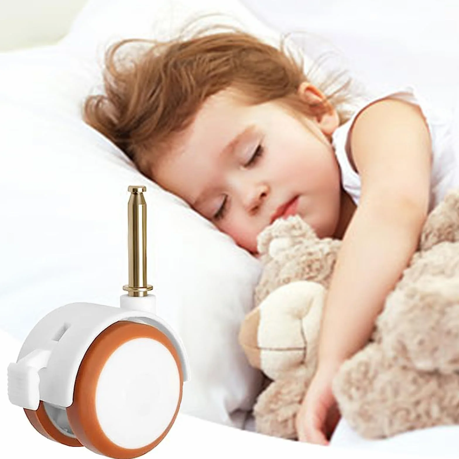 Roulettes Pivotantes pour Lit d'Enfant 4 Pièces, Support Berceau Bébé
