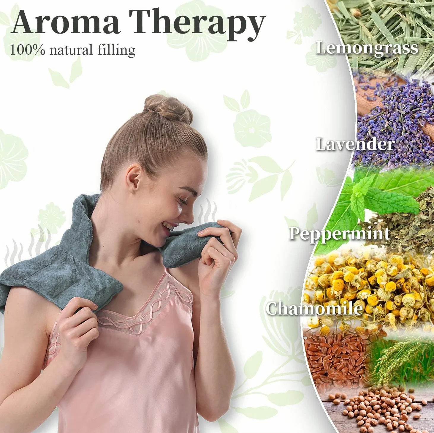 Aroma Season Coussin chauffant pour le cou et les épaules à micro-ondes Soulagement de la douleur et arthrite (Gris)