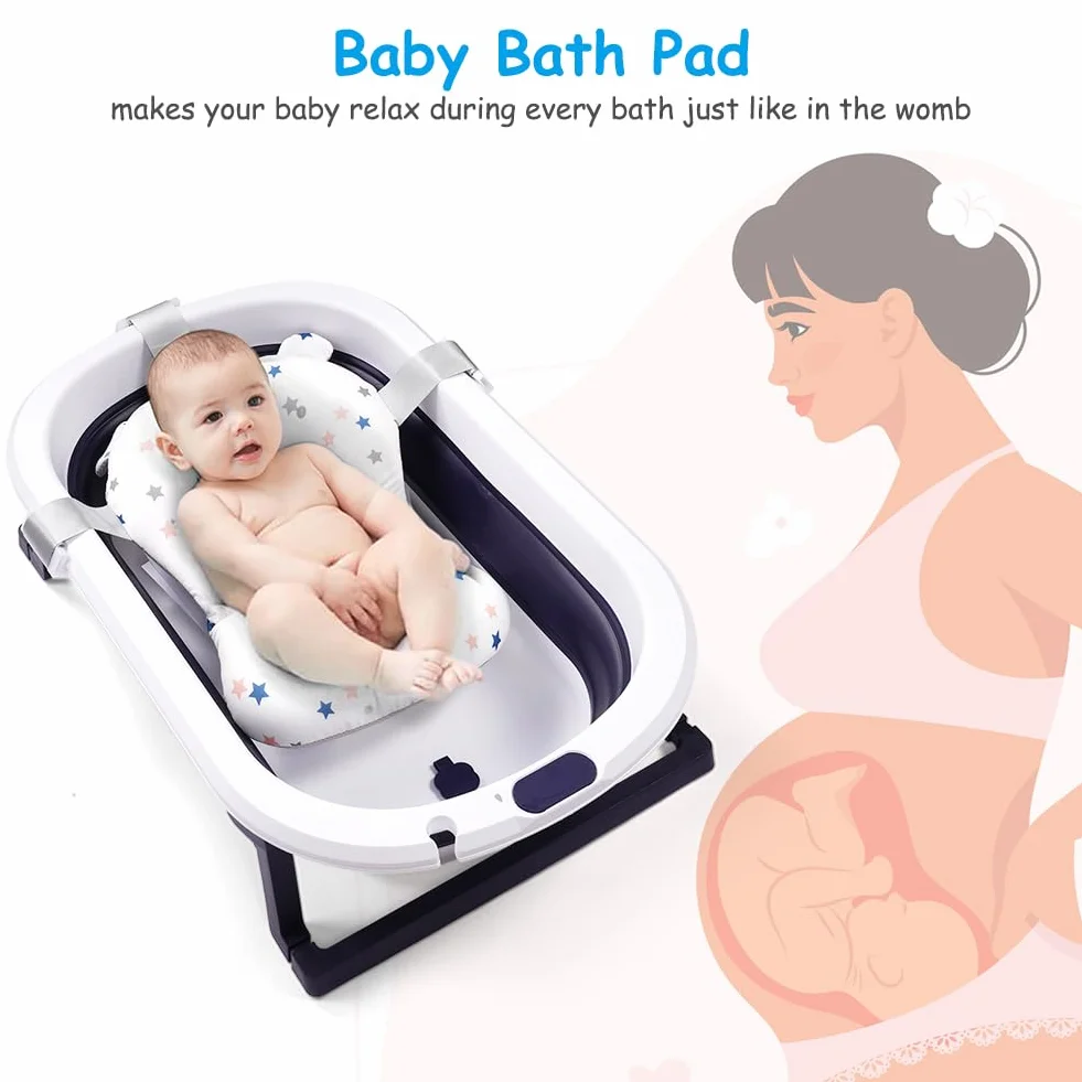 Coussin de Bain pour Nouveau-né, Tapis de Bain Antidérapant Support Siège Pliable Baignoire Bébé 0-18 Mois