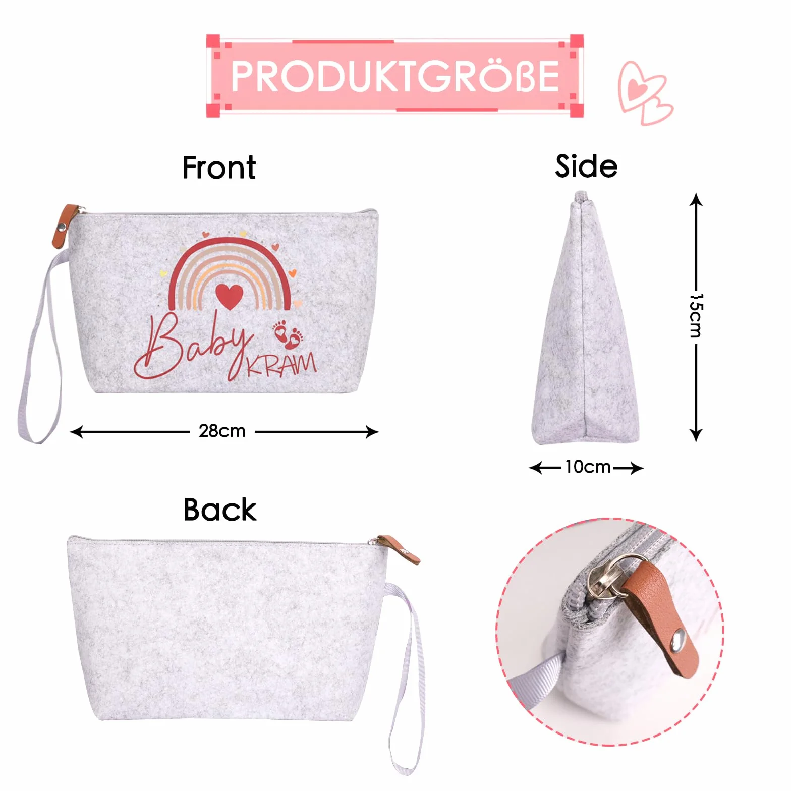 Lot de 2 sacs de clinique en feutre avec fermeture éclair pour futures mamans