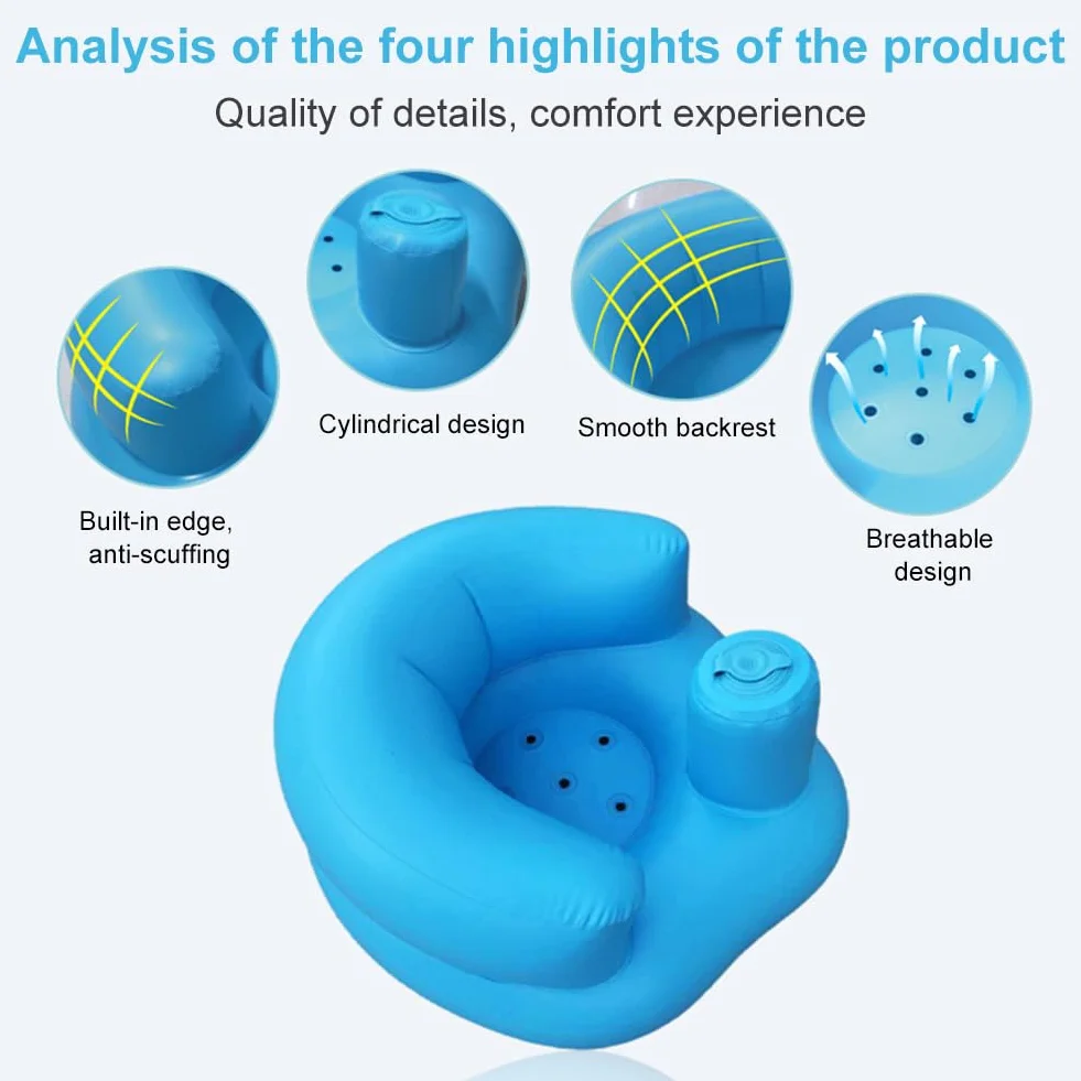 Siège de Bain Gonflable pour Bébé, Portable avec Housse Respirante