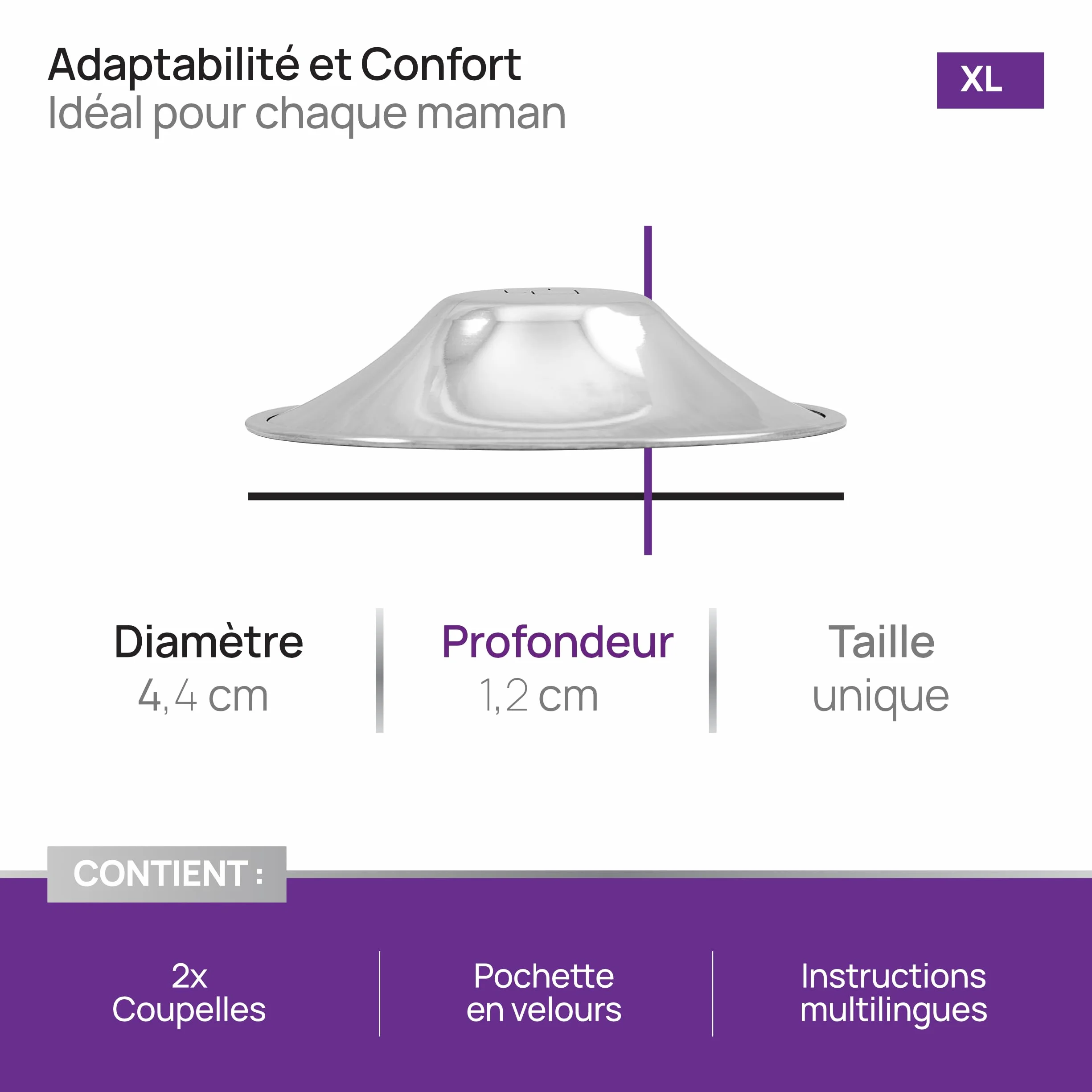 Coupelle Argent Allaitement SilverCups - Coque Protection Mamelons Dispositif Médical XL