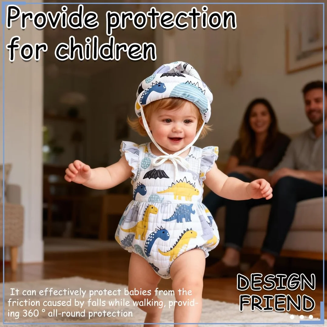 Casque de protection antichoc pour bébé en coton ajustable et respirant