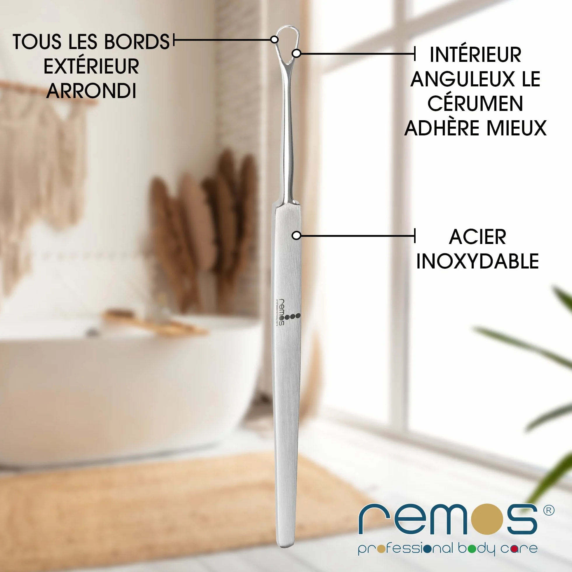 REMOS Cure-oreilles en acier inoxydable 14 cm satin