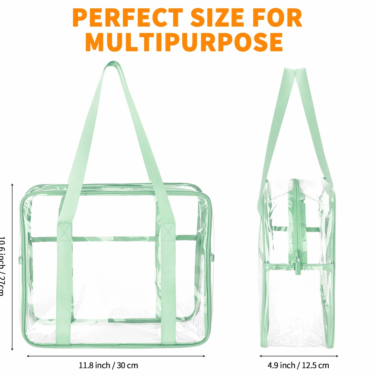 Trousse de maquillage transparente extra large en PVC transparent, étanche, vert