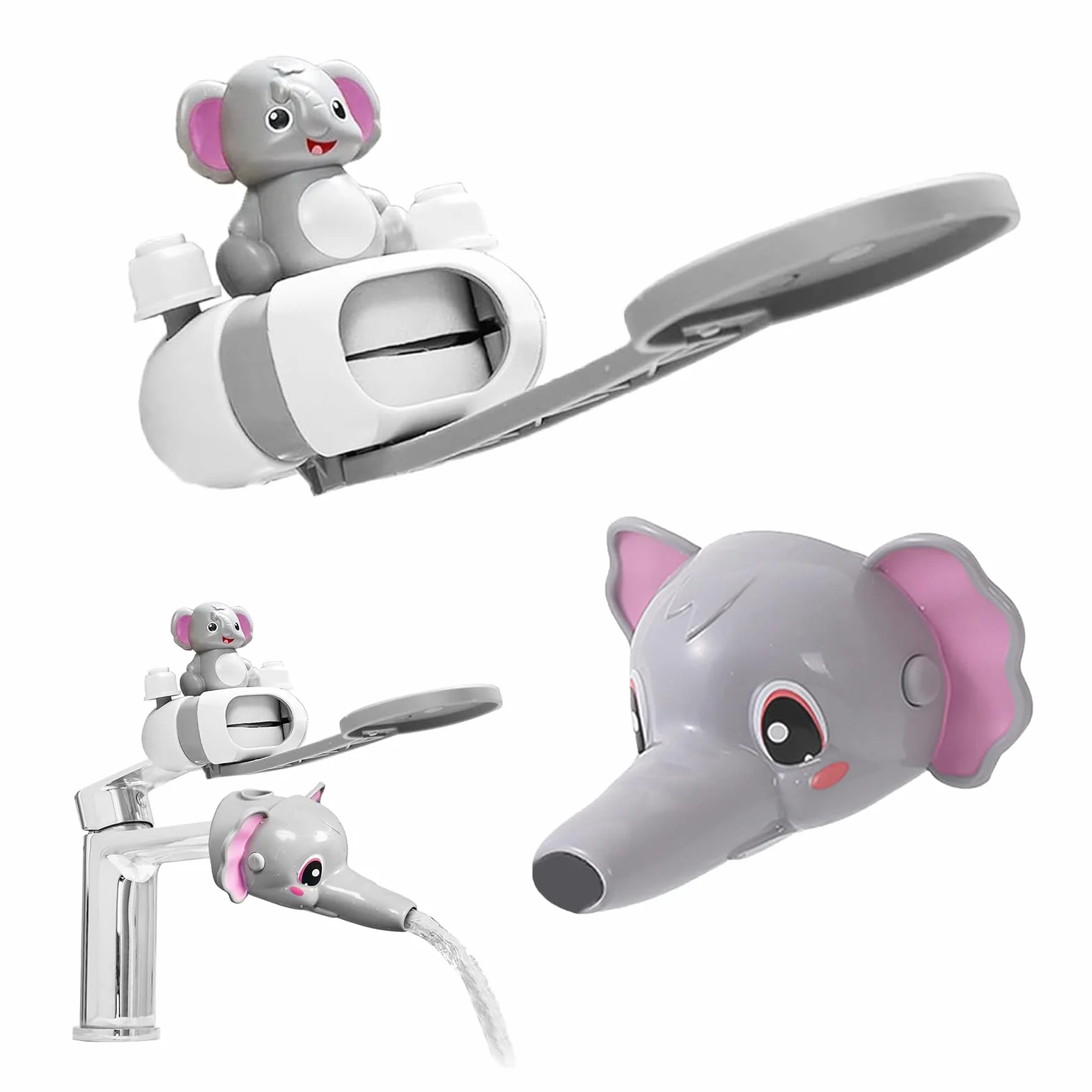 Rallonge de Robinet Enfant Forme d'Éléphant Réglable pour Buse d'Eau, Accessoire Cuisine Salle de Bain