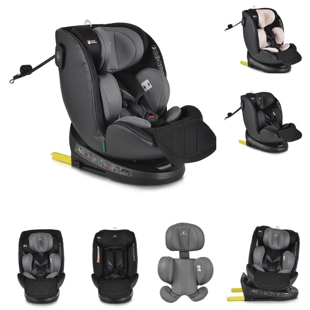 Cangaroo, siège enfant i-Size Castor (40-150cm) groupe 0/1/2/3 Isofix, coloris:gris