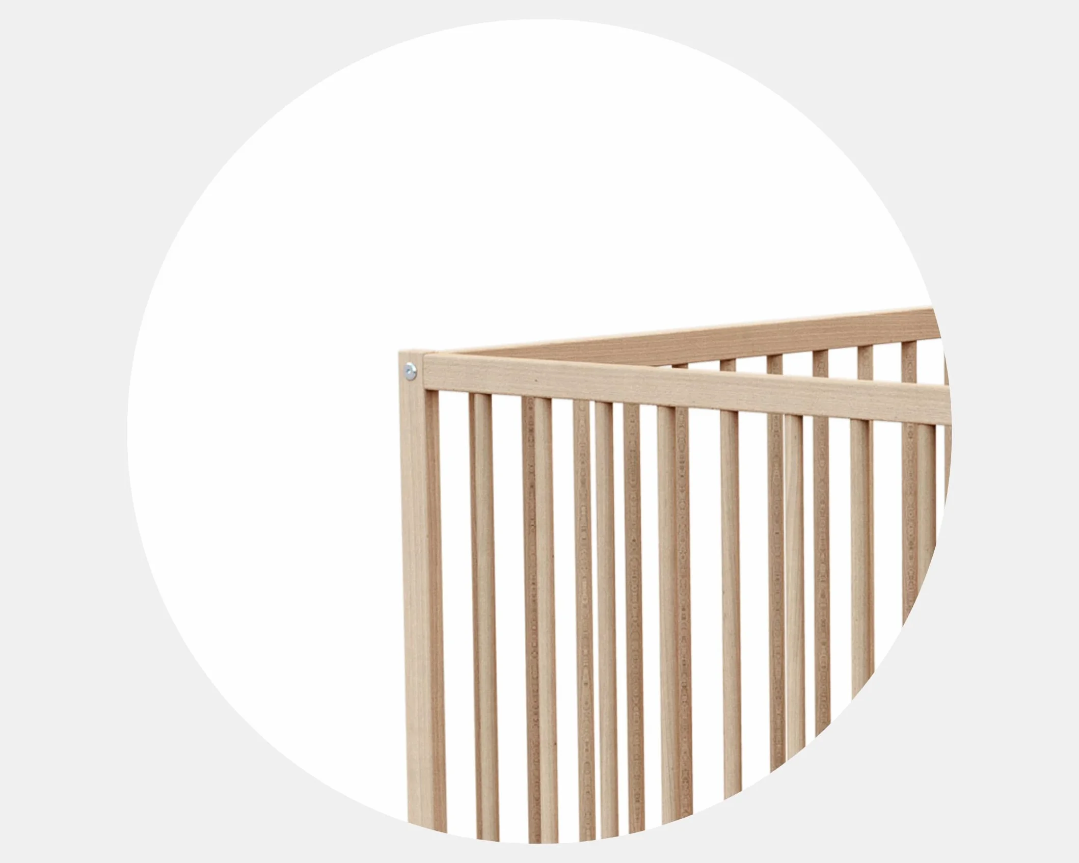 Lit bébé 60x120cm Hêtre Brut Bois massif Sommier réglable 3 hauteurs