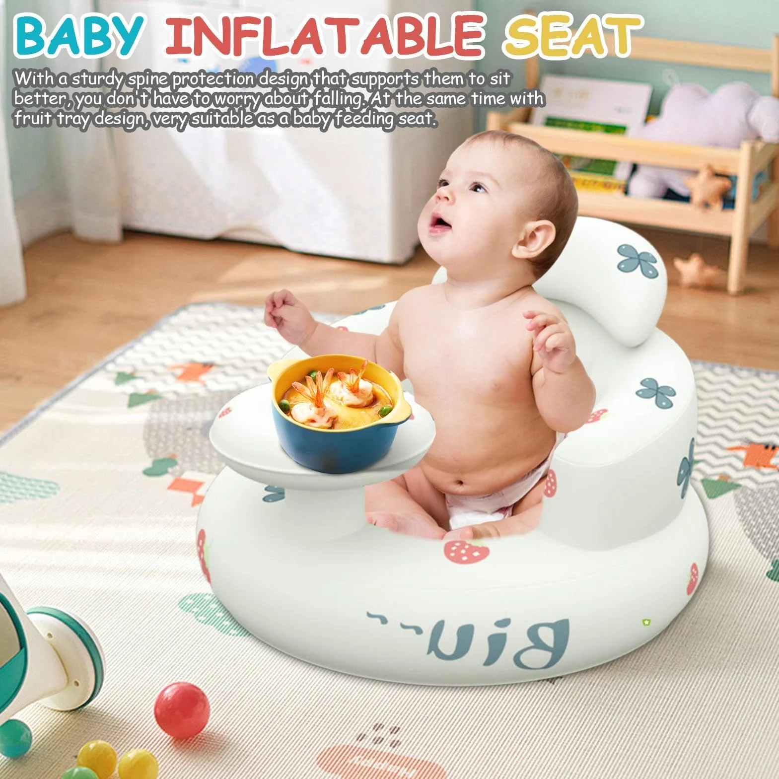 Siège gonflable bébé 3-36 mois pompe à air intégrée soutien dorsal