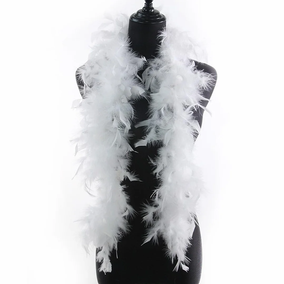 Écharpe en plumes de 2 m pour enfants, accessoire de costume de bal, mariage, Noël, Halloween, carnaval (blanc)