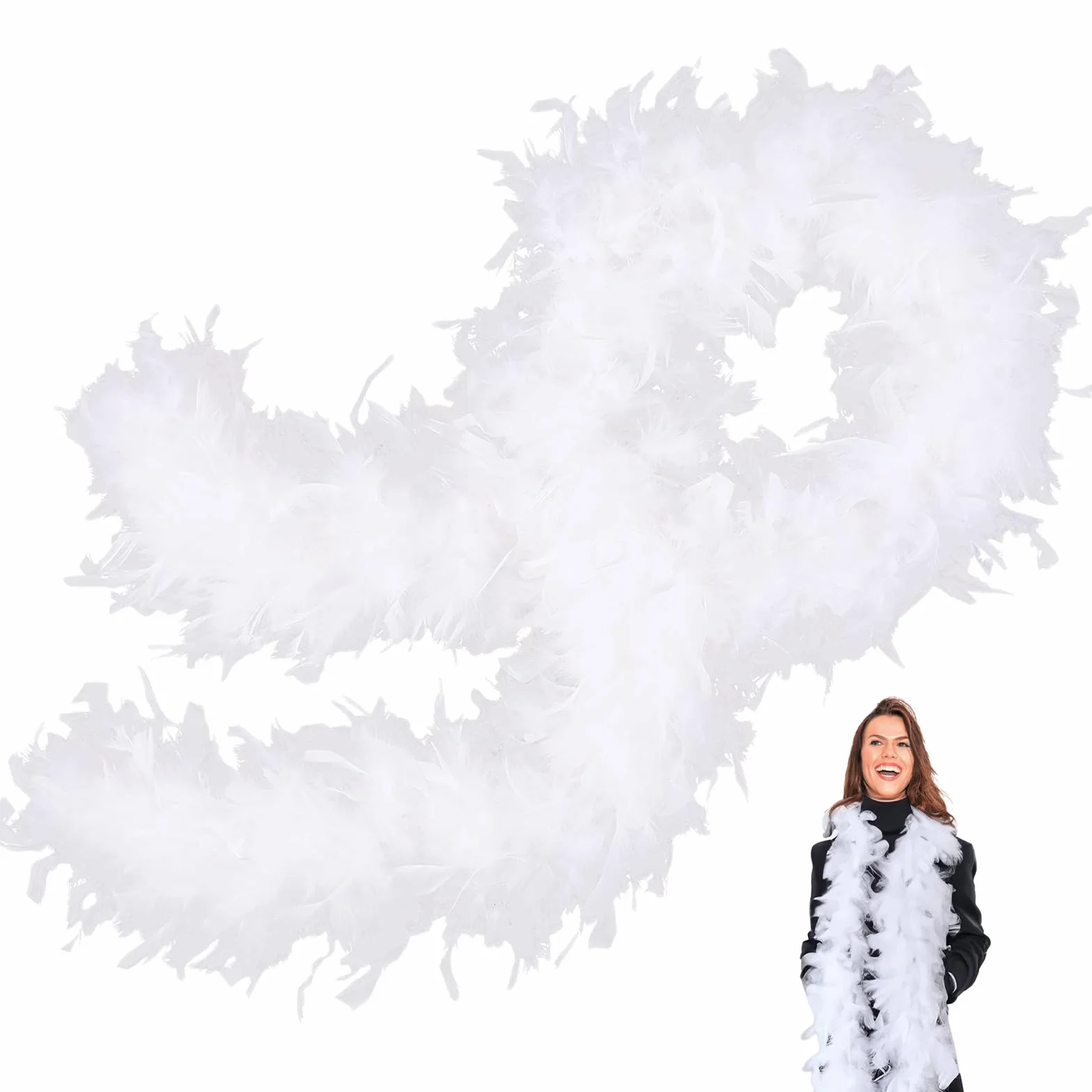 Boa à Plumes 2M 80g Unisexe DIY Accessoire Déguisement Carnaval Fête Halloween Noël Mariage Cosplay