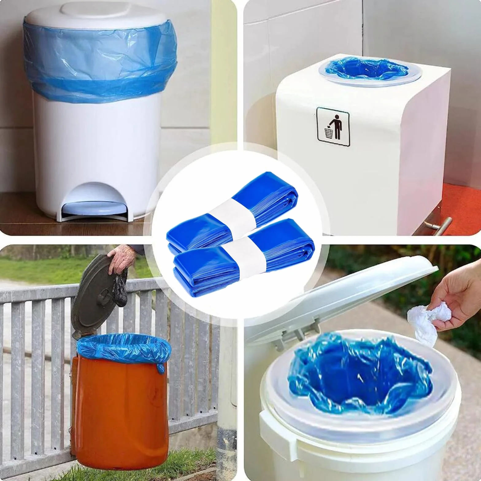 Sac Poubelle Couche Recharge 12 Pièces Grande Capacité Anti-odeur Compatible Tous Types (Bleu)