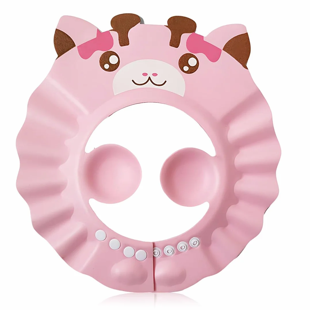 Bonnet de Douche pour Bébé – Casquette de Protection Solaire Ajustable pour Enfants, Bonnet de Bain (Rose)