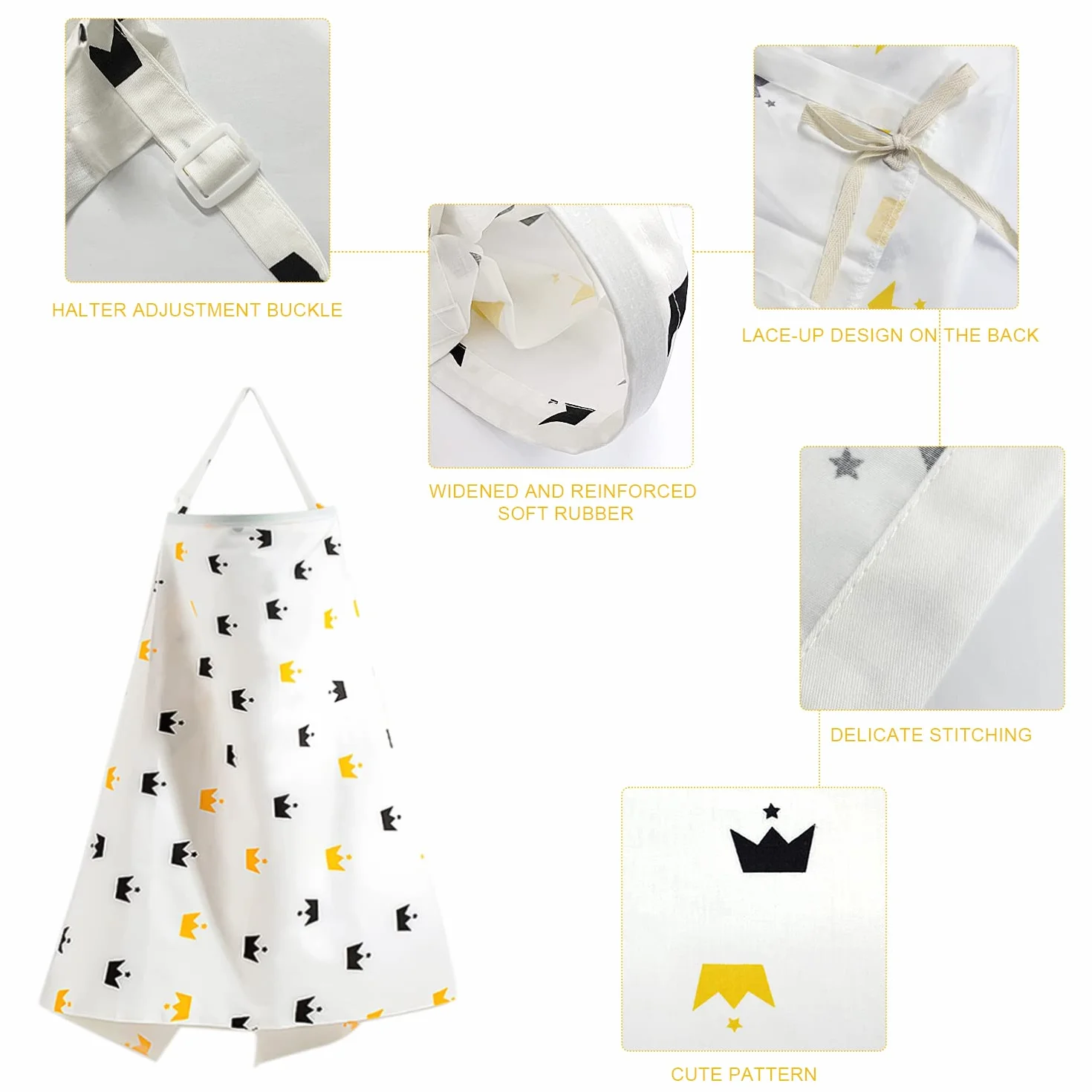 Housse d'allaitement bébé tablier 100% coton respirant bretelles réglables protection confidentialité avec coussinets lavables