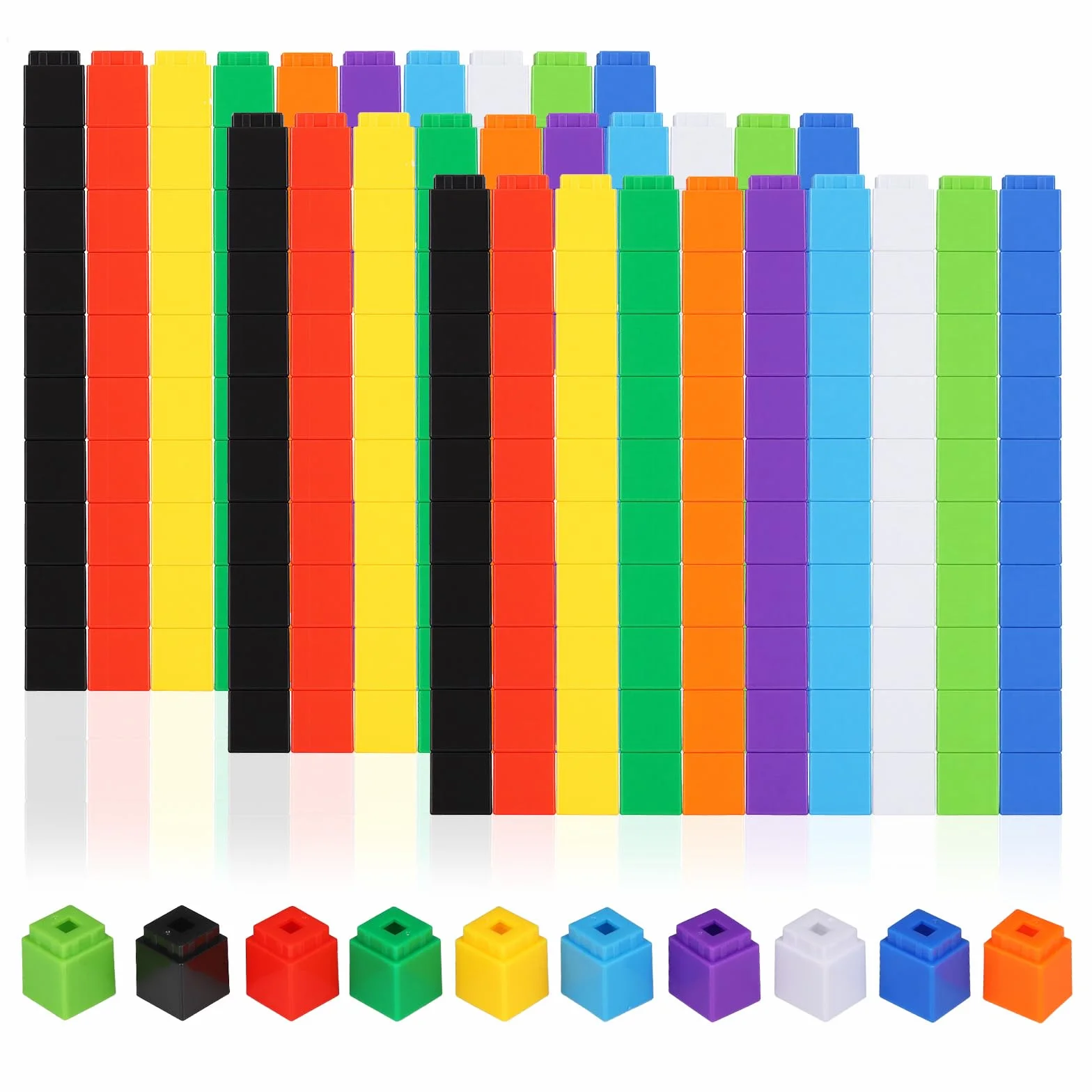 300 Pièces Cube Mathématiques, Blocs de Construction, Cubes à Empiler Calcul Montessori, Numberblocks, Blocs de Nombres pour Enfants