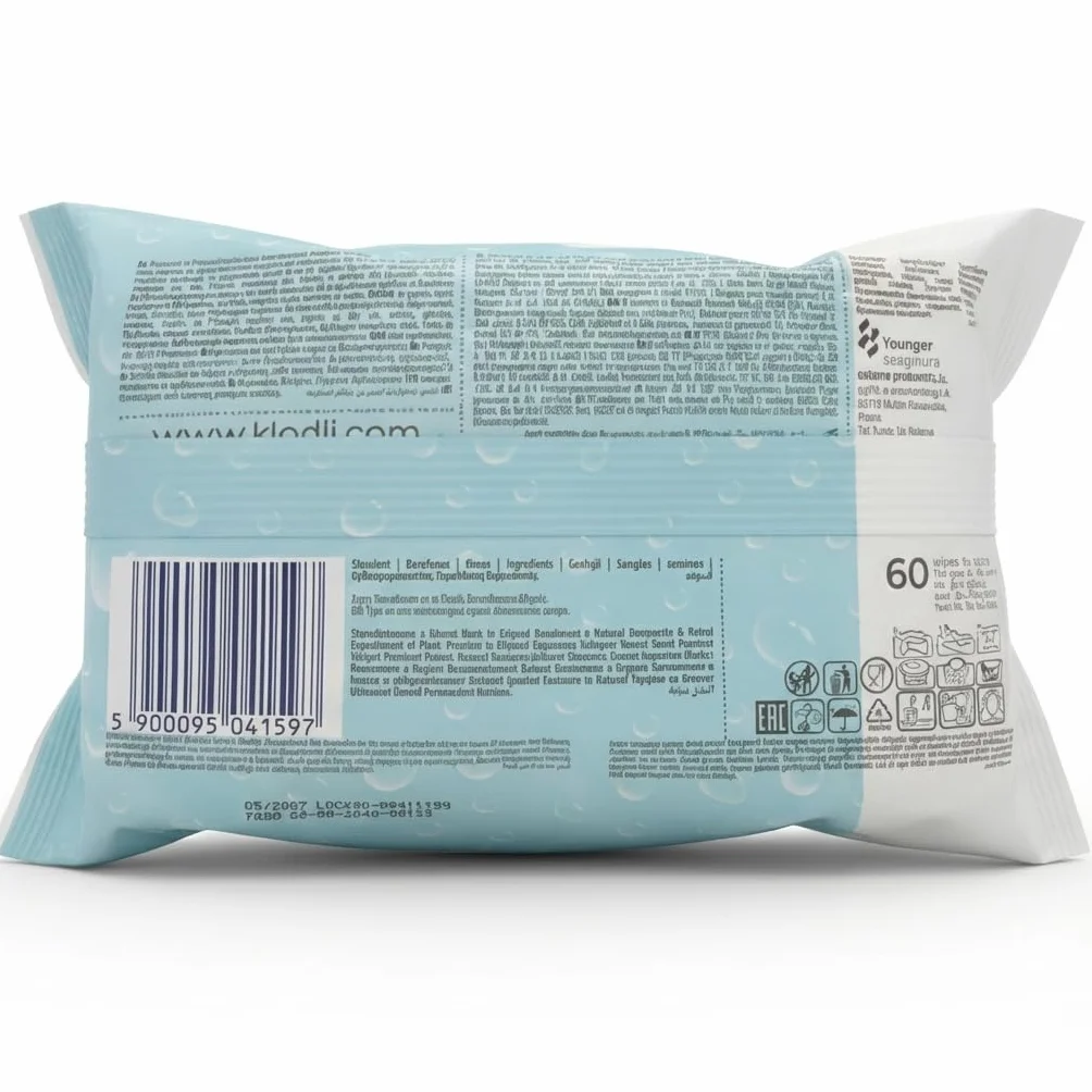 Kindii Water Care Lingettes Humides Bébé 60 unités 100% Viscose 99,9% Eau 150 × 200 mm non parfumées Peaux Sensibles