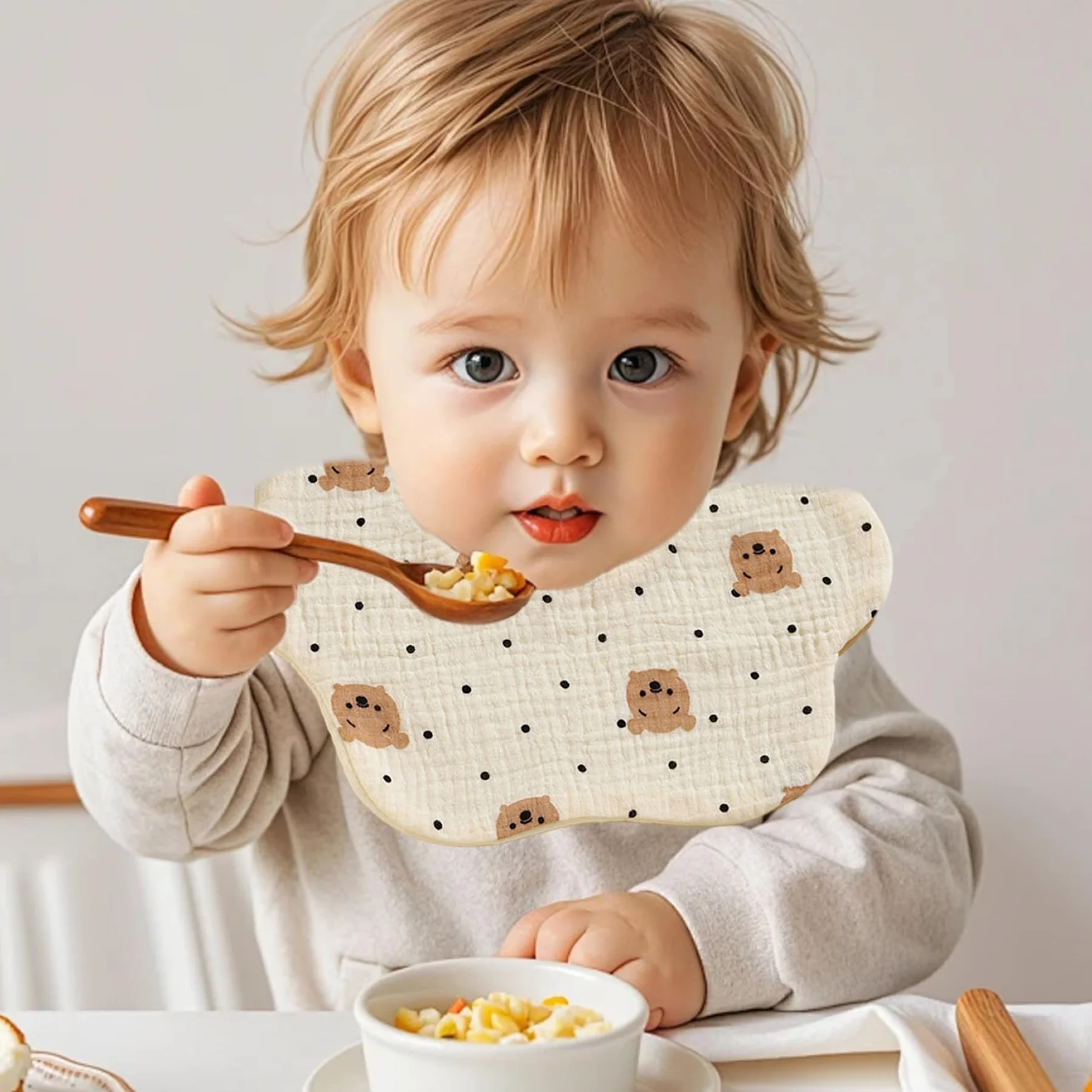 Baby Bibs Absorbants Rapide Dry Mignon 7pcs pour baver et dentition avec clichés réglables Unisexe