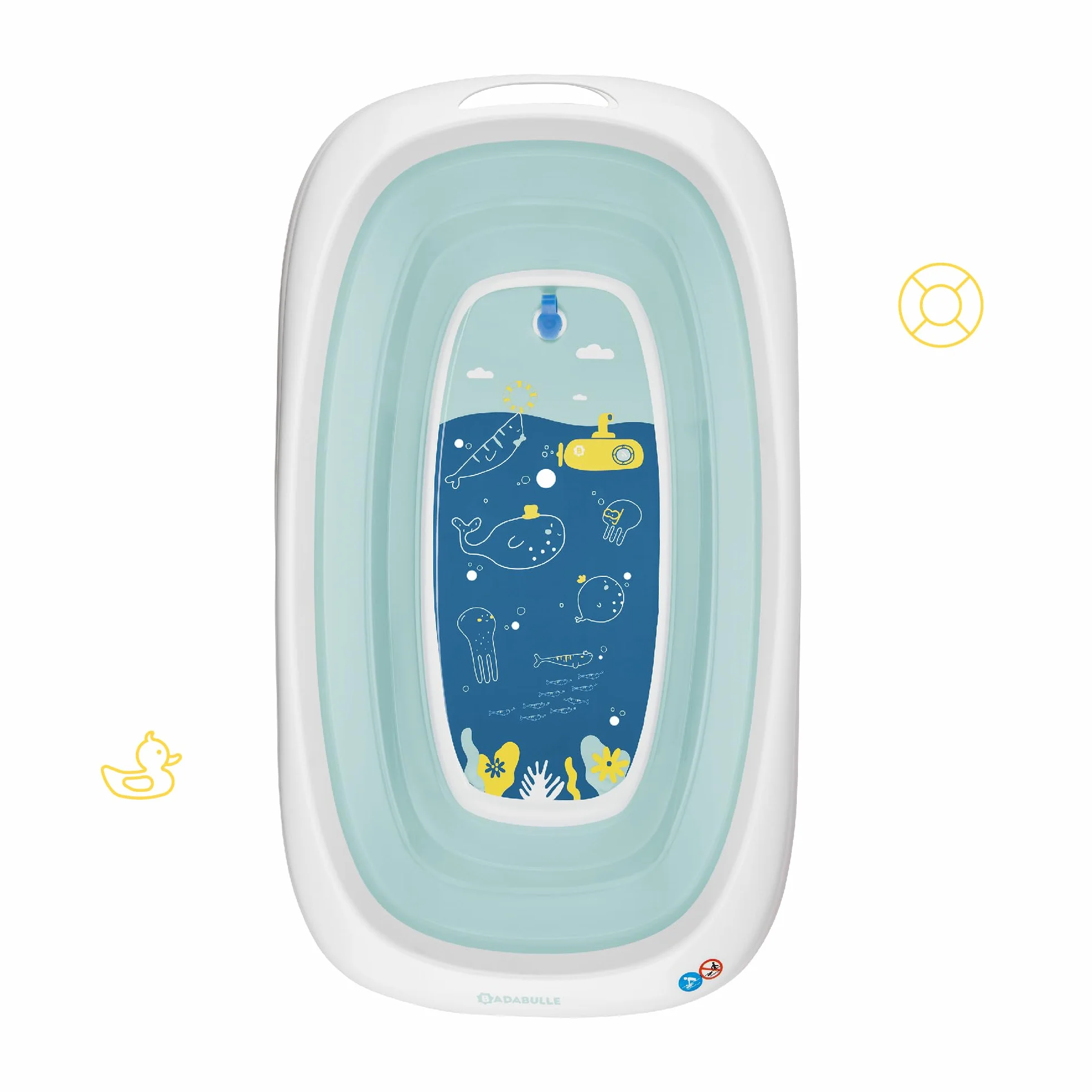 Badabulle Baignoire Bébé Pliable 35L Pieds Antidérapants Bouchon Vidange Témoin Température Poignée Transport Séchage