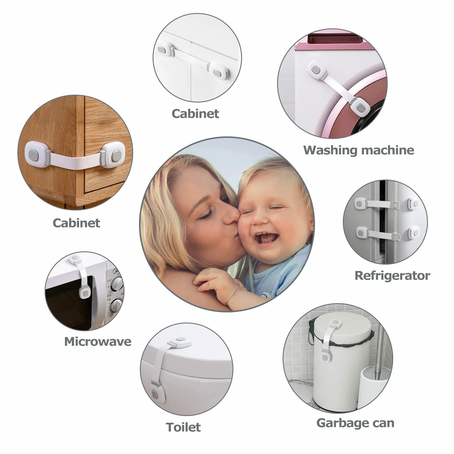 BillyBath Bloc Porte Securite Bebe 6 Pièces, Bloque Tiroir Placards Loquets et Frigo Securite Placard Enfant Protection Bebe Maison