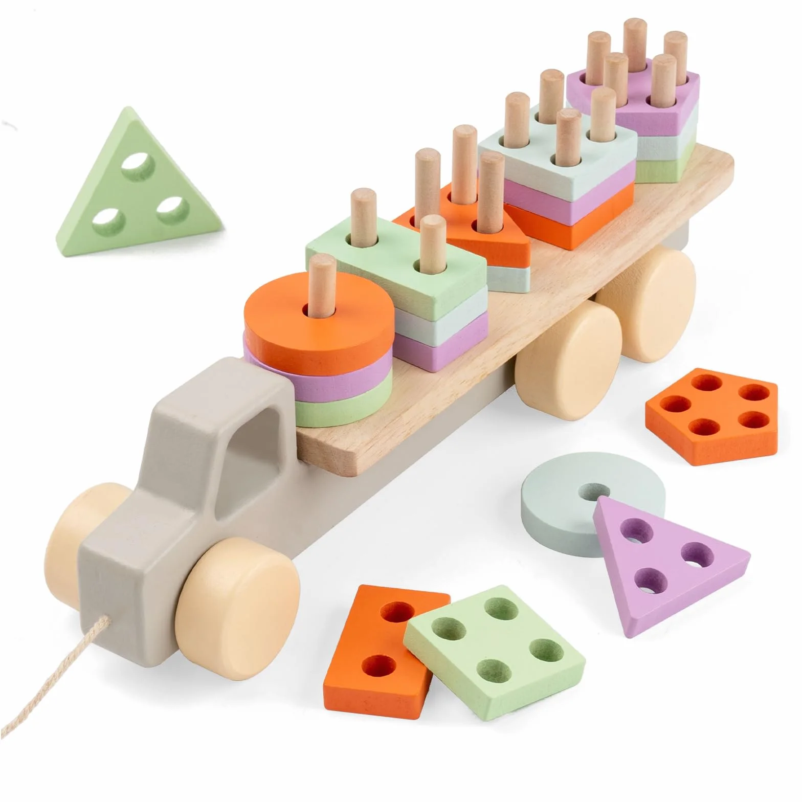 Montessori Jouet en Bois à Tirer et Empiler 1 an 12 Mois+