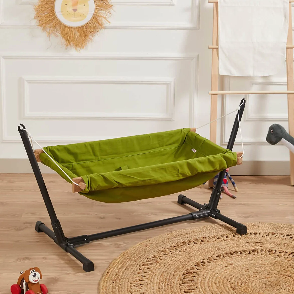 Hamac pour bébé en bois avec support 100 % coton Cribs de voyage