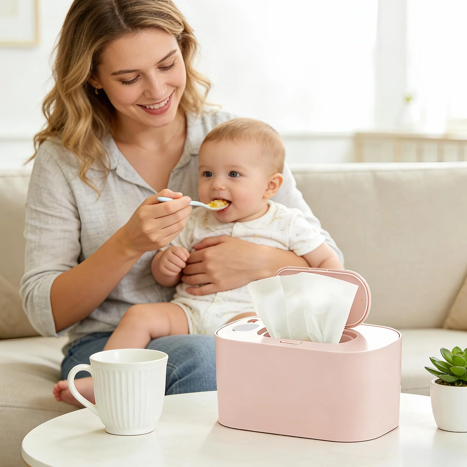 Chauffe-lingettes pour bébé 270 g portable chaleur douce tissus humides soins