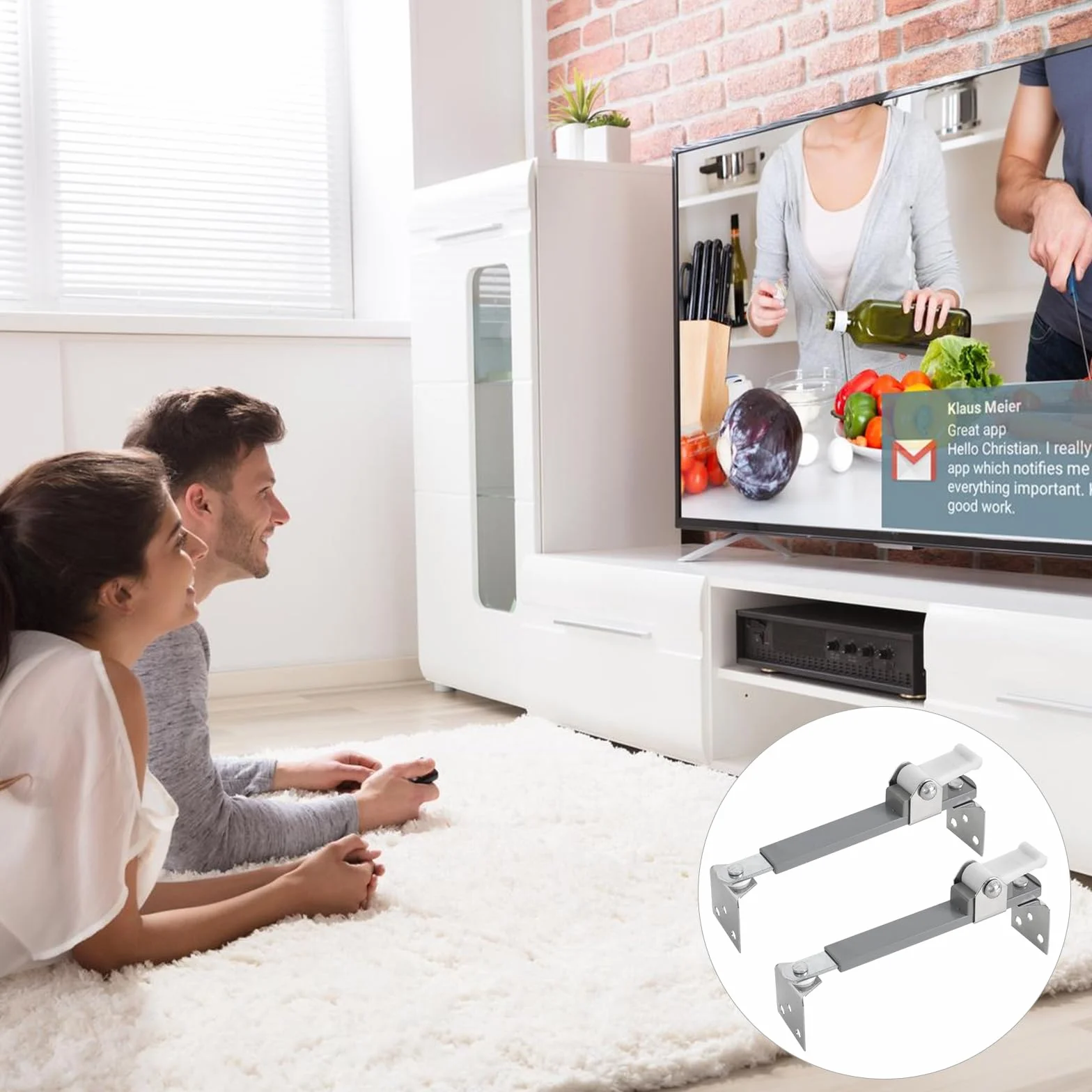 Sangles de Sécurité TV Réglables Lot de 2, Ancrages pour éviter les Chutes, Sécurité Enfants Animaux (8,6-14,1 pouces)