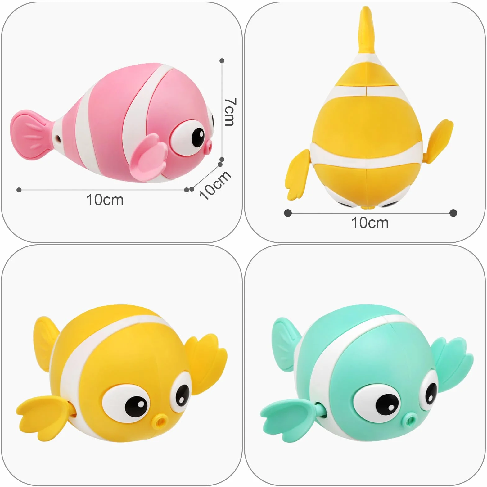 Jouet de Bain Bébé Poisson Animaux Flottants 3 Pièces Jeu d'Eau Piscine