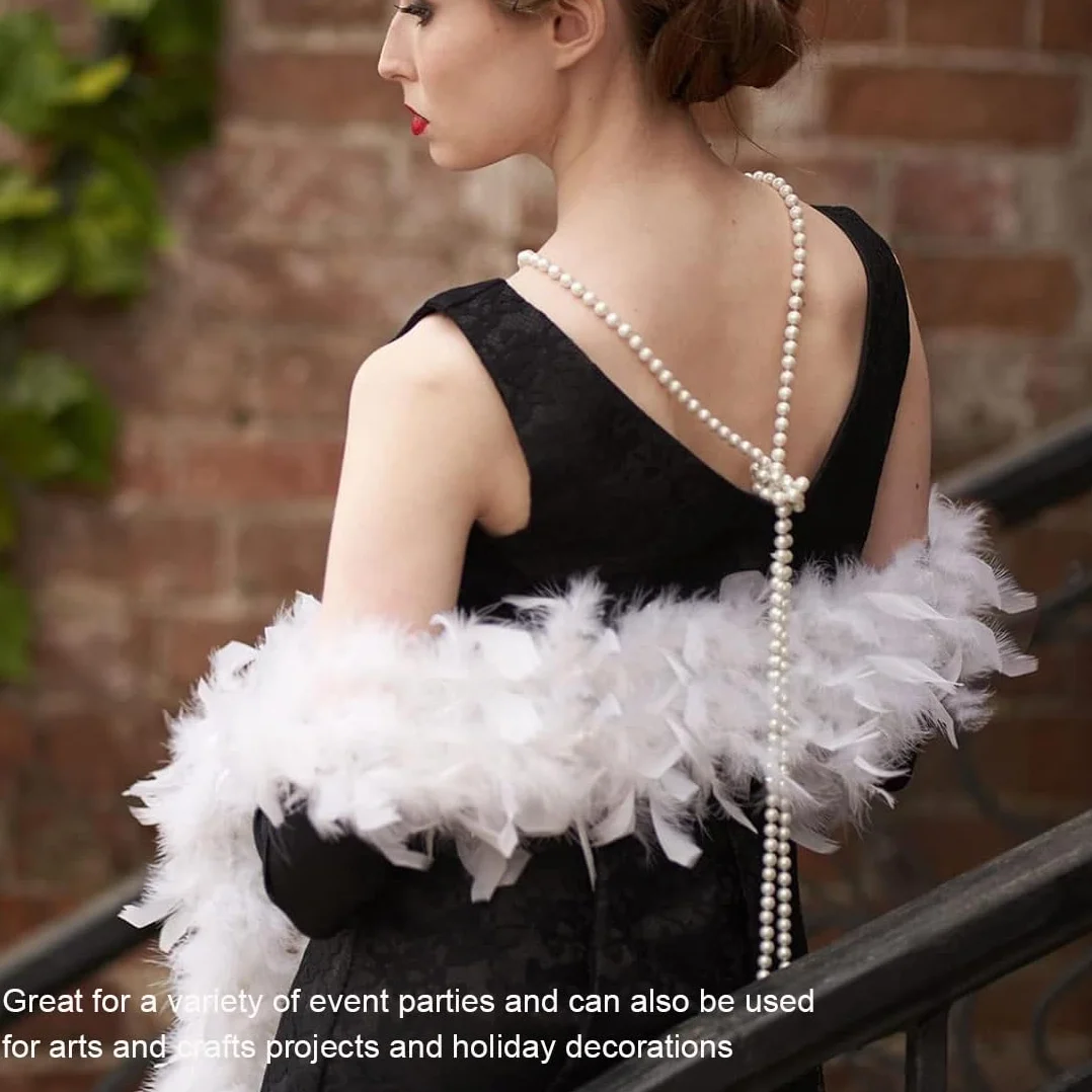 Écharpe en plumes de 2 m pour enfants, accessoire de costume de bal, mariage, Noël, Halloween, carnaval (blanc)