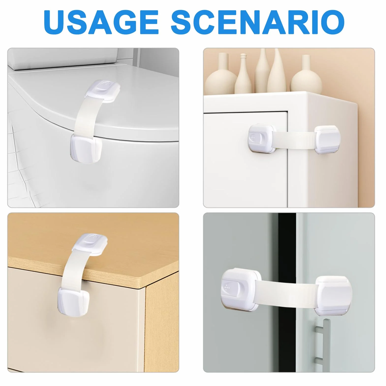 Bloque Porte Bébé Sécurité Placard Enfant avec Adhésif Fort, Fermeture Placard et Bloque Tiroir, Protection Durable Sans Perçage