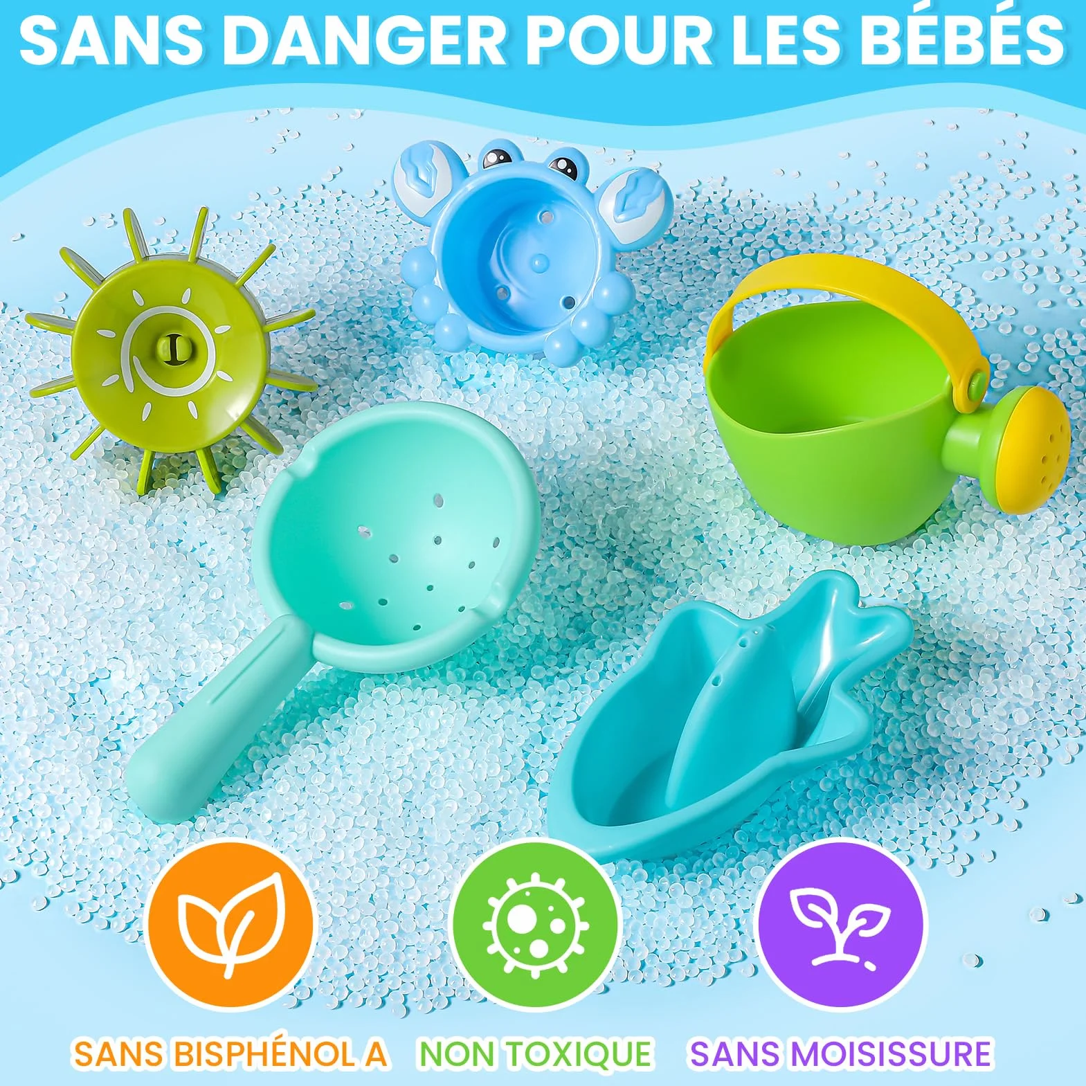 Jouet de Bain Bebe 10 pièces arrosoir Tasses empilables Bateaux empilables
