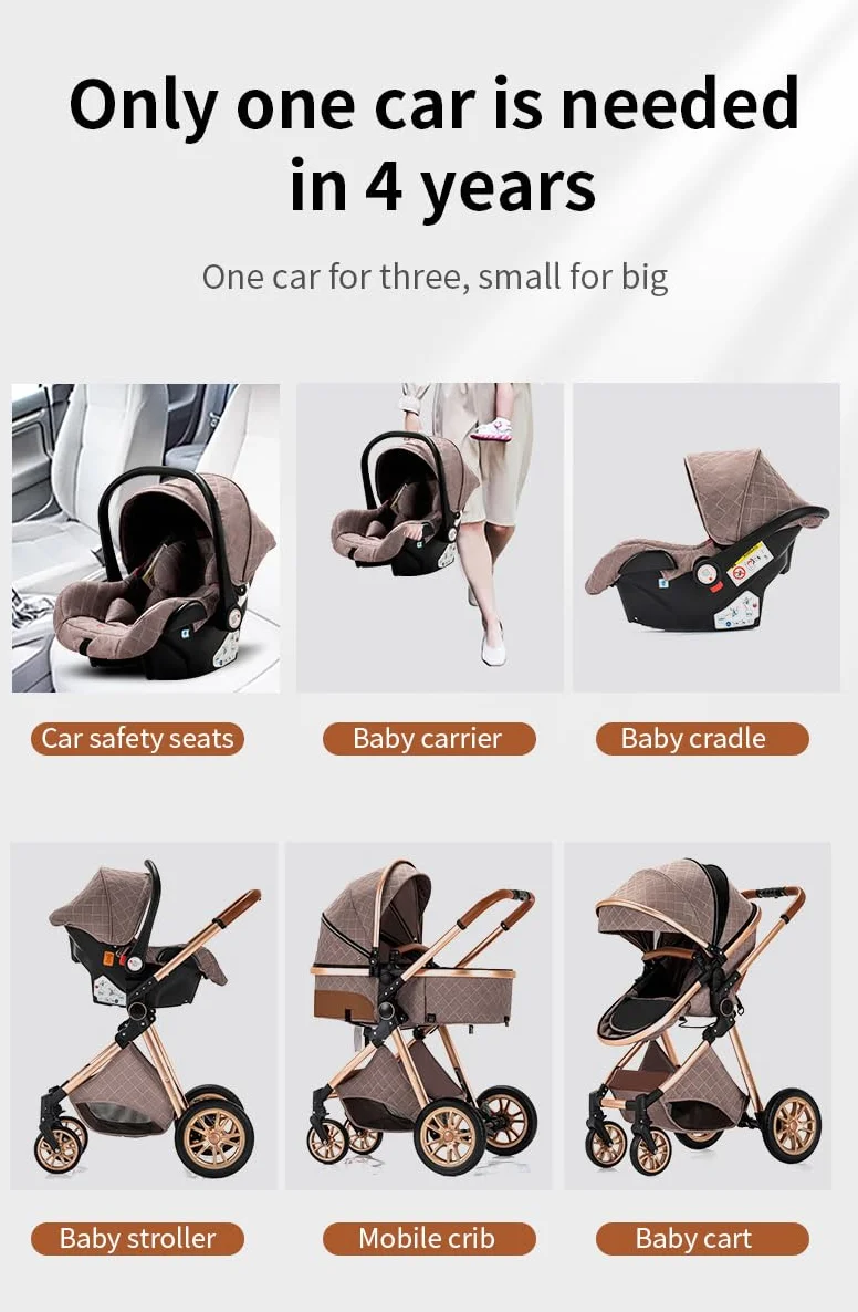 GLOKID Poussette 3 en 1 Pliable, Système de voyage, Conception pliable en un clic, Deux Façons de Pousser, Moustiquaire, Couvre-Pieds, Porte-Gobelet, pour nouveau-né jusqu'à 3 ans (DPV9 Rose)