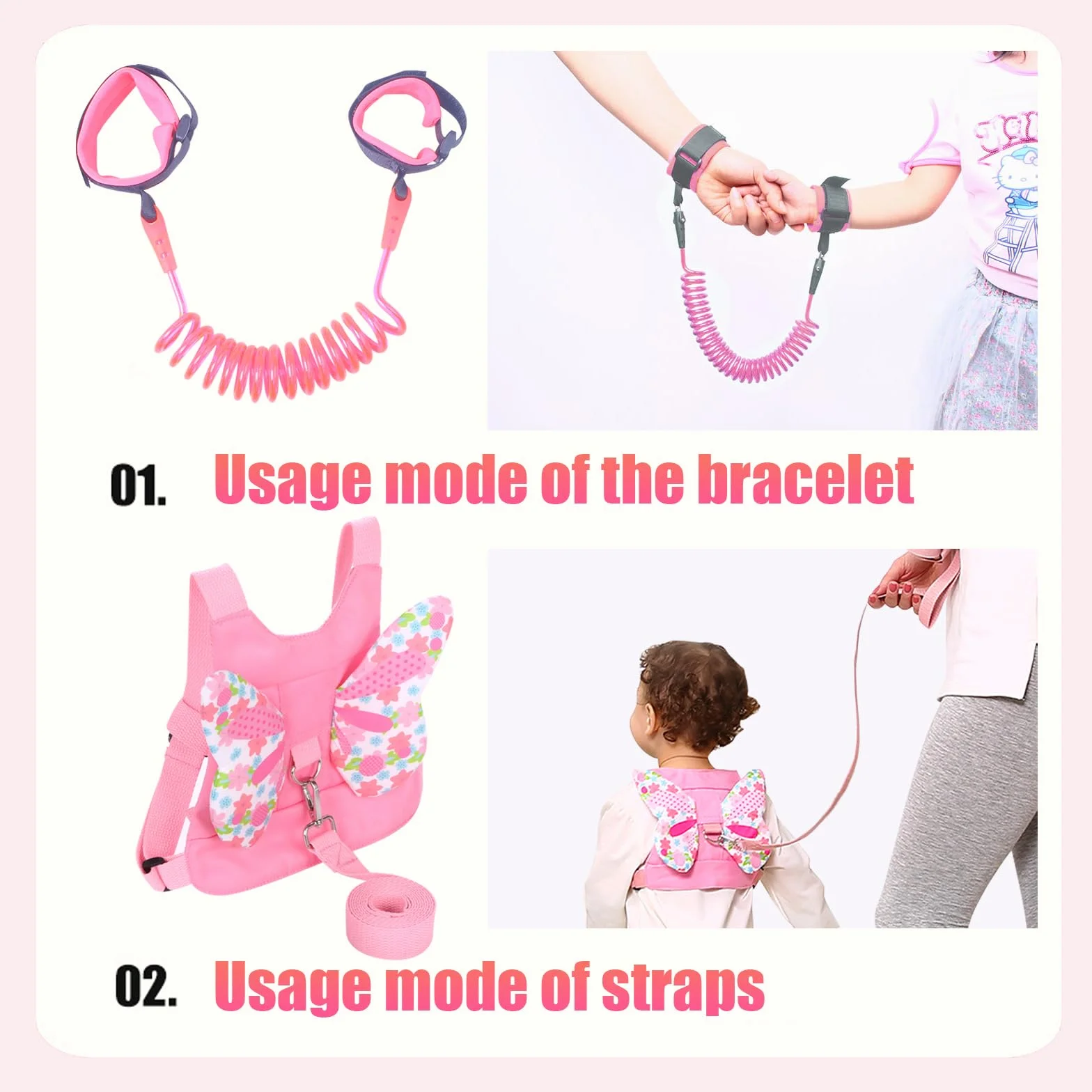 Harnais de Sécurité Enfant, Anti Perdu Poignet Ceinture pour Bébé, Marcher, Voyages