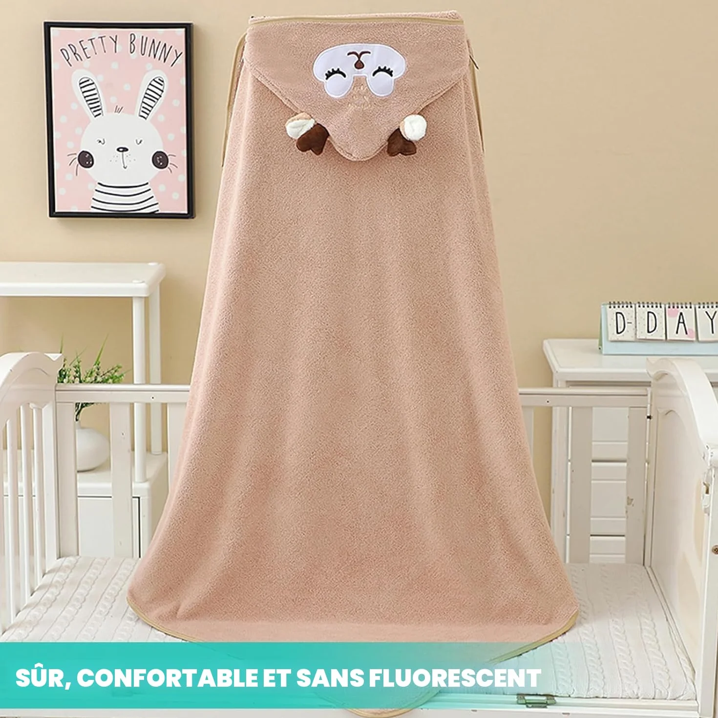 Serviette de Bain Capuche Bébé 80x80cm Peluche Corail Haute Qualité