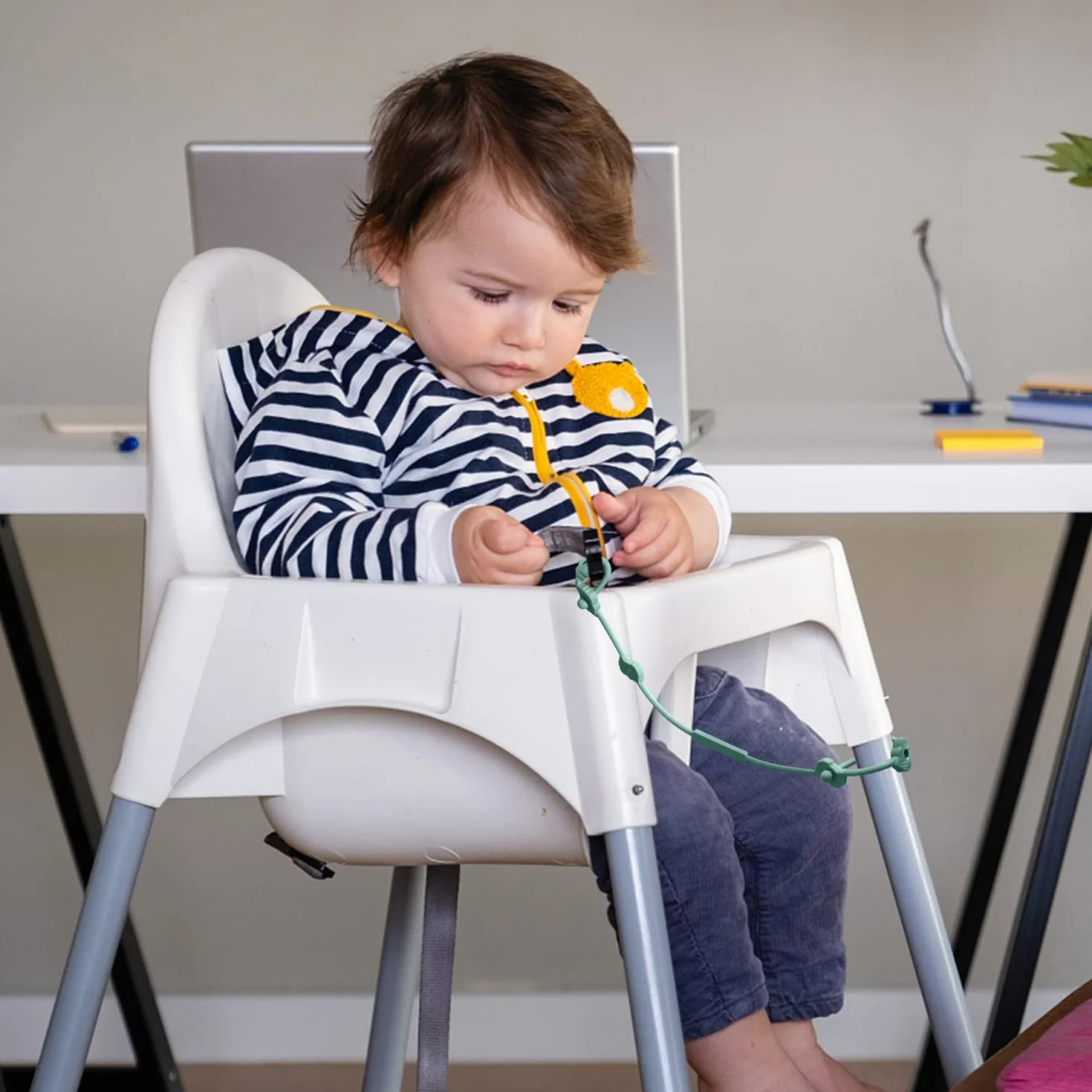 Lot de 4 Ceintures de Sécurité pour Jouets, Sangles pour Tasse, Silicone Pacifier Chain, pour Poussette, Chaise Haute, Berceau