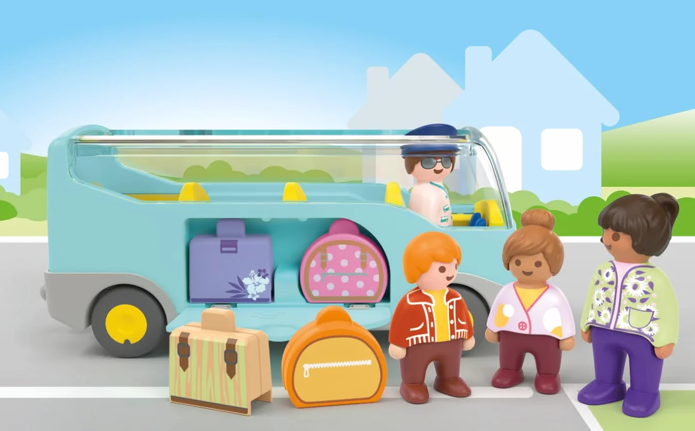 Playmobil 71682 Junior Autocar de Voyage avec Bagages et Figurines Jouet Végétal Dès 12 Mois