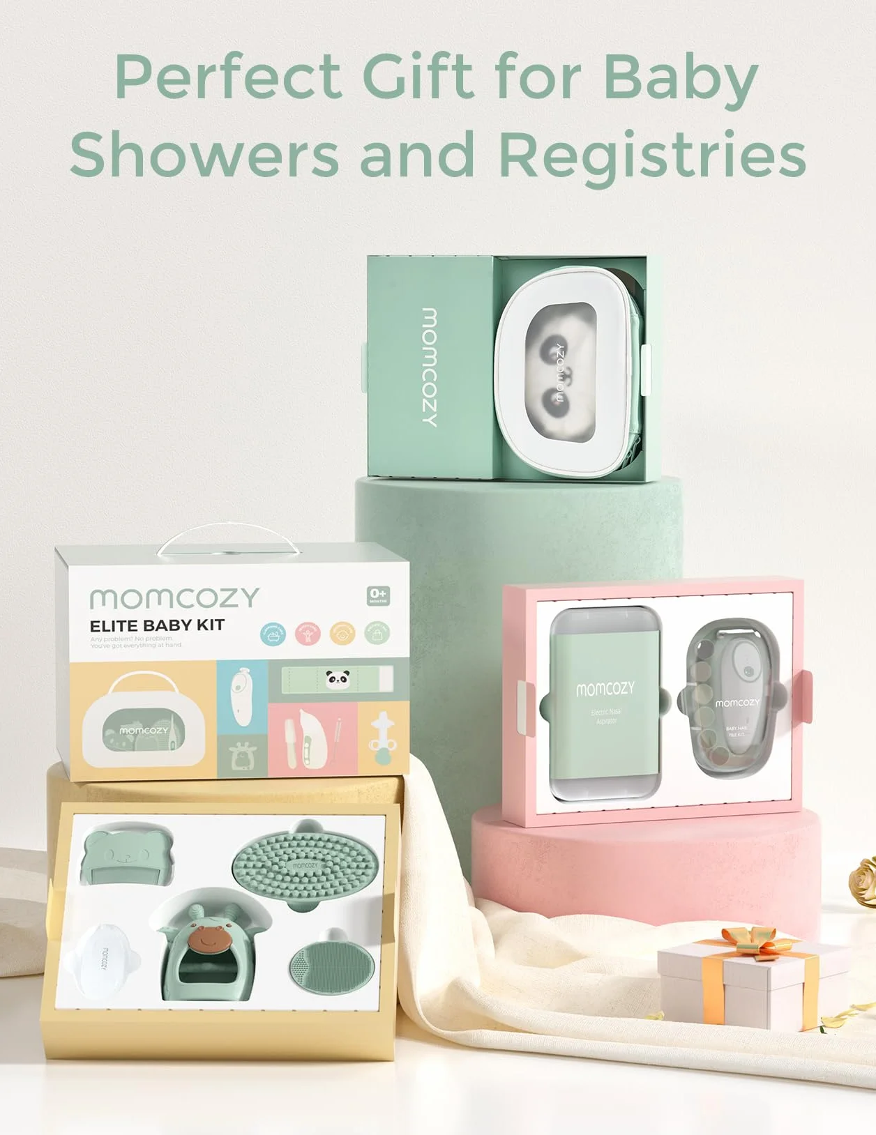 Momcozy Elite Baby Kit, Cadeau de Qualité Supérieure pour Toilettage, Santé et Nettoyage de Bébé, Idéal pour Baby Shower, Inclut Lime à Ongles et Aspirateur Nasal Électrique