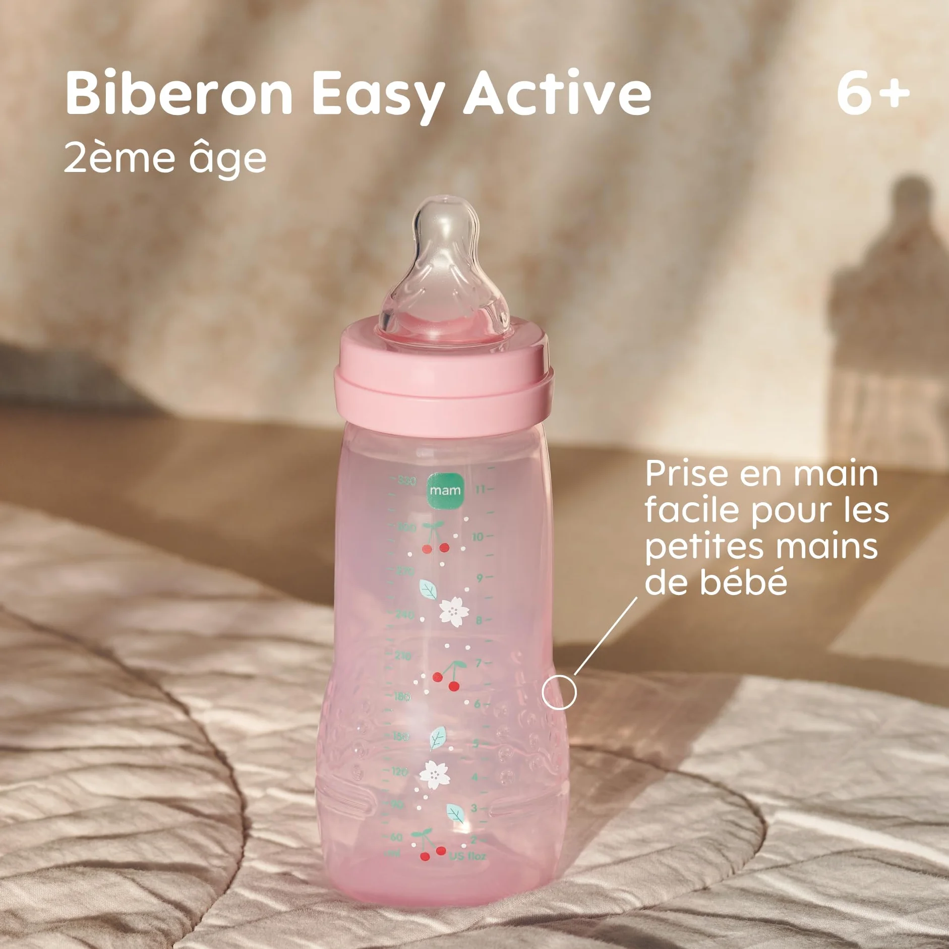 MAM Easy Active 330 ml Tétine Silicone Débit X Vitesse Ultra-Rapide Bébé 6 Mois et Plus Baies