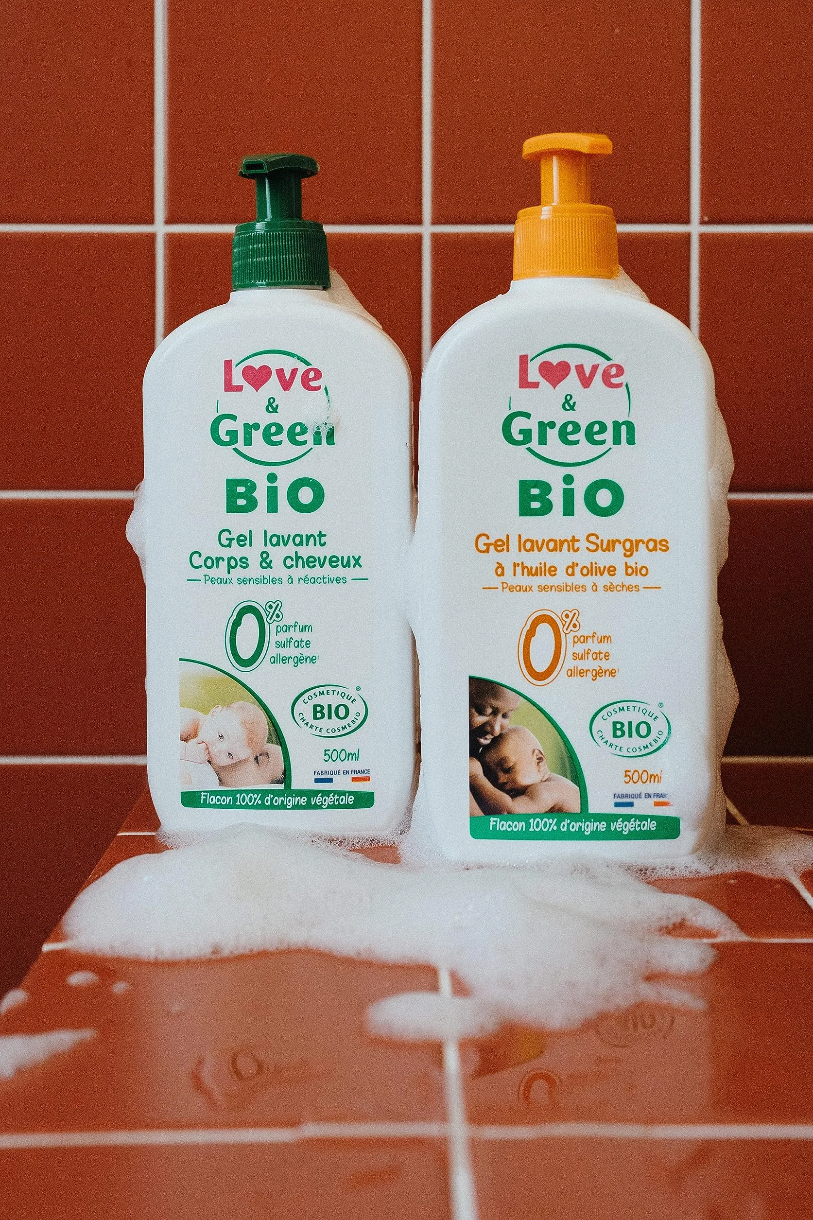 Love & Green Gel Lavant Corps/Cheveux Bio 500 ml Fabriqué en France