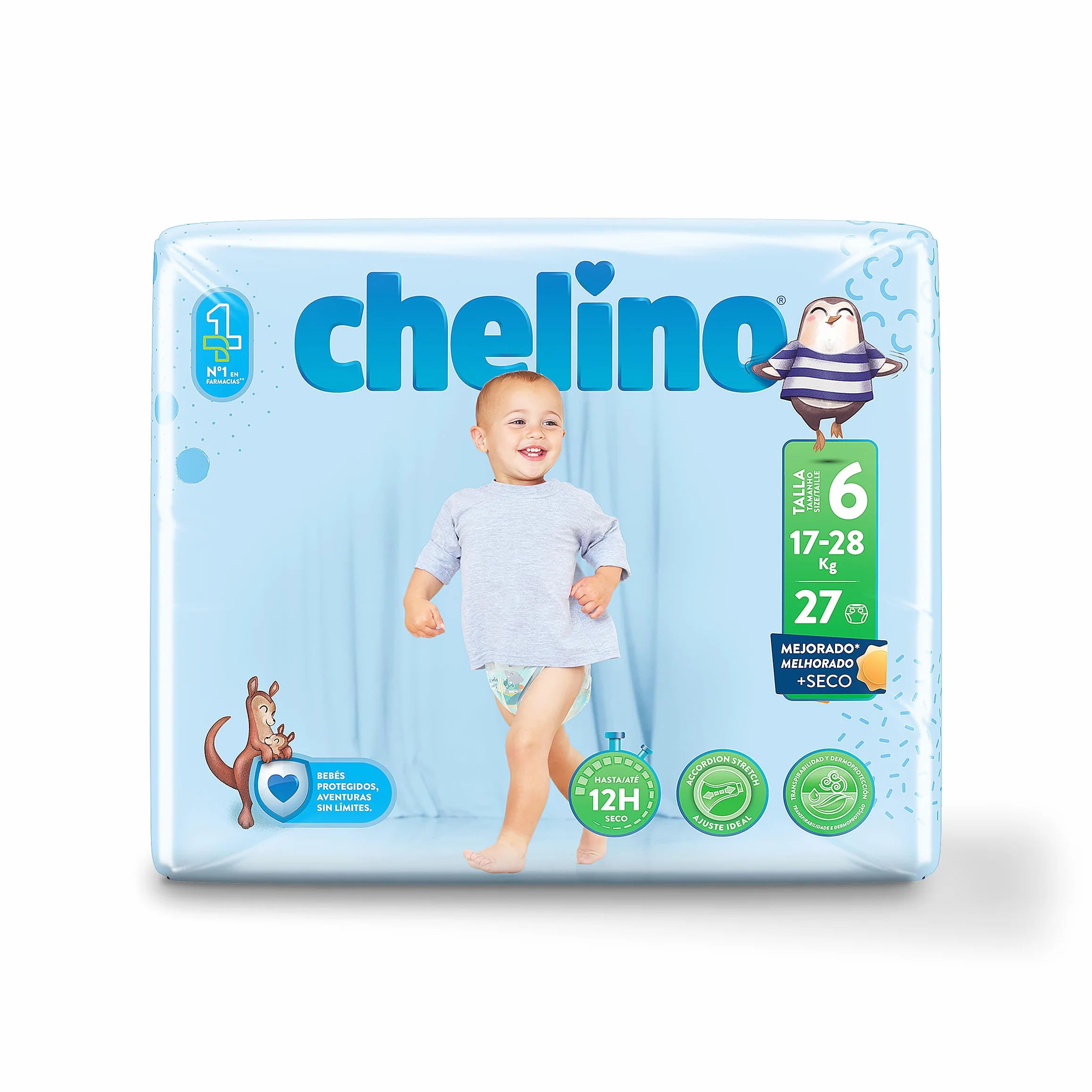 Indas Chelino Mode & Love couches XL, Gr. 6 (17-28 kg), 27 pièces