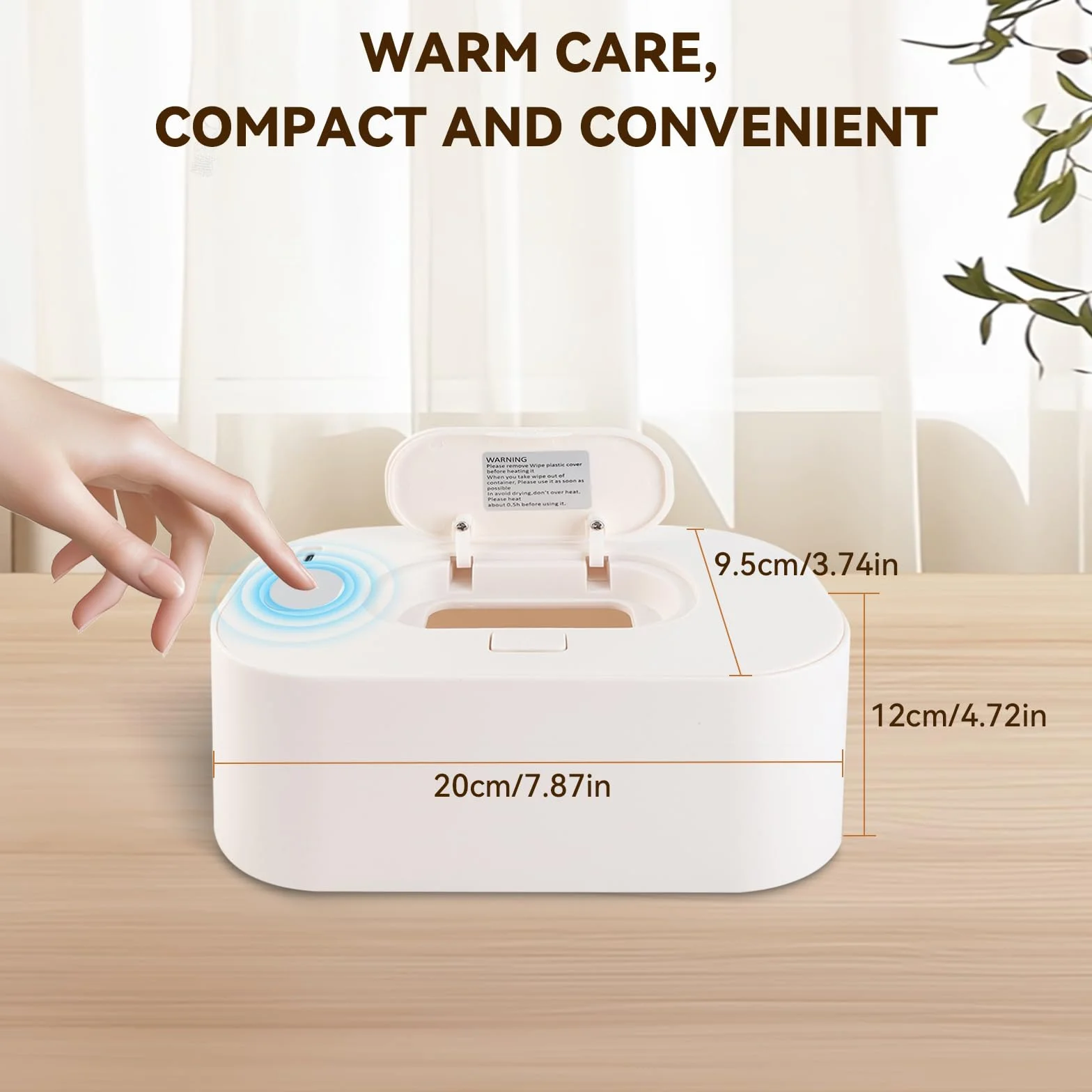 Chauffe-lingettes pour Bébés Réglable 40-60°C 3 Modes Température USB Portable Blanc